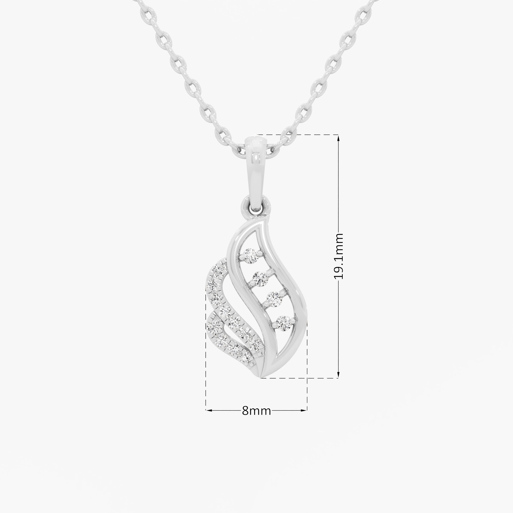 Glimmering Tendril Charms Pendants | Chain Available Separately in 9KT White Gold (Diamond Quality: EF-VVS VS)