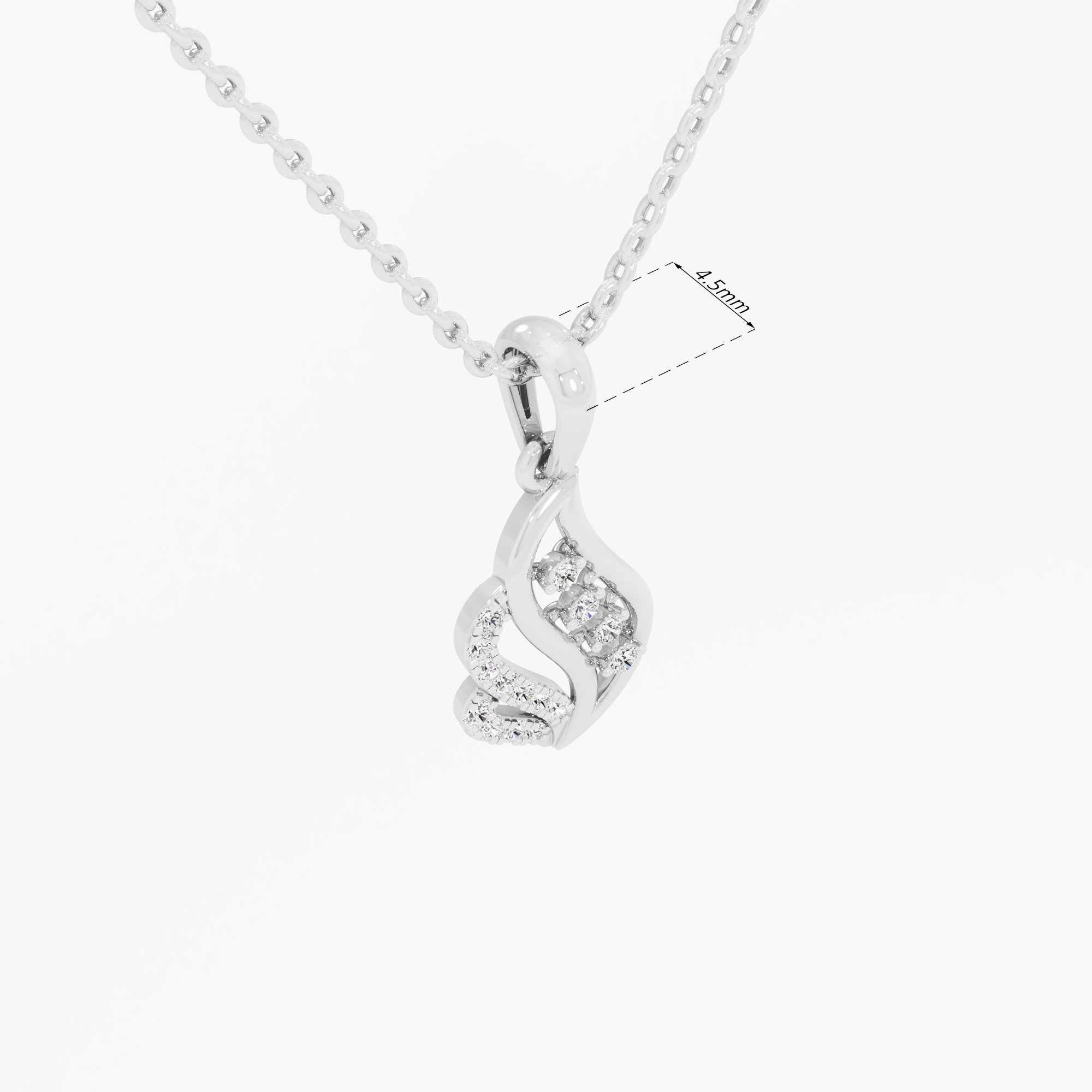 Glimmering Tendril Charms Pendants | Chain Available Separately in 9KT White Gold (Diamond Quality: EF-VVS VS)