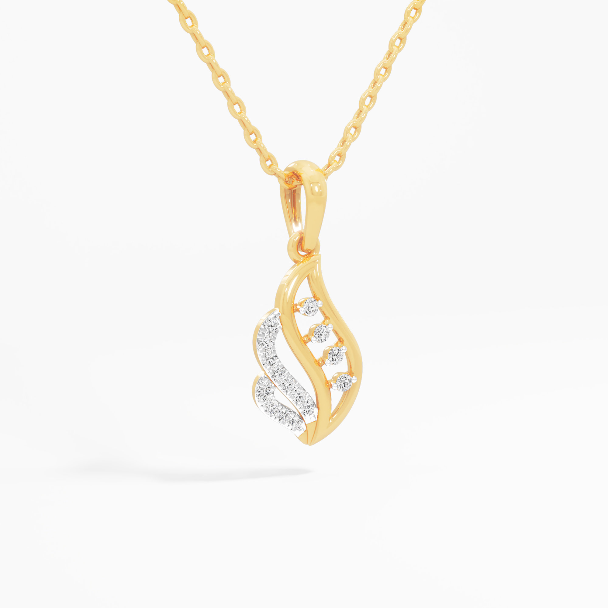 Glimmering Tendril Charms Pendants | Chain Available Separately in 9KT Yellow Gold (Diamond Quality: FG-VVS VS)