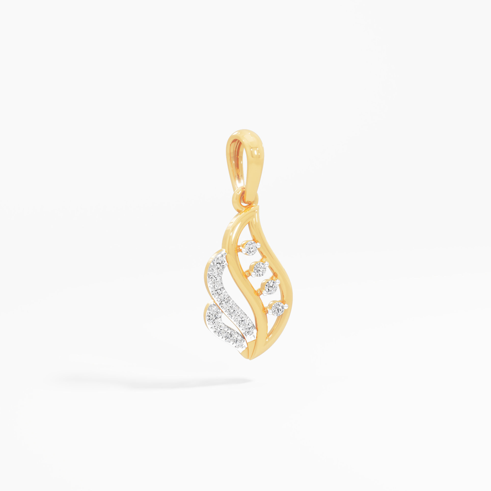 Glimmering Tendril Charms Pendants | Chain Available Separately in 9KT Yellow Gold (Diamond Quality: FG-VVS VS)