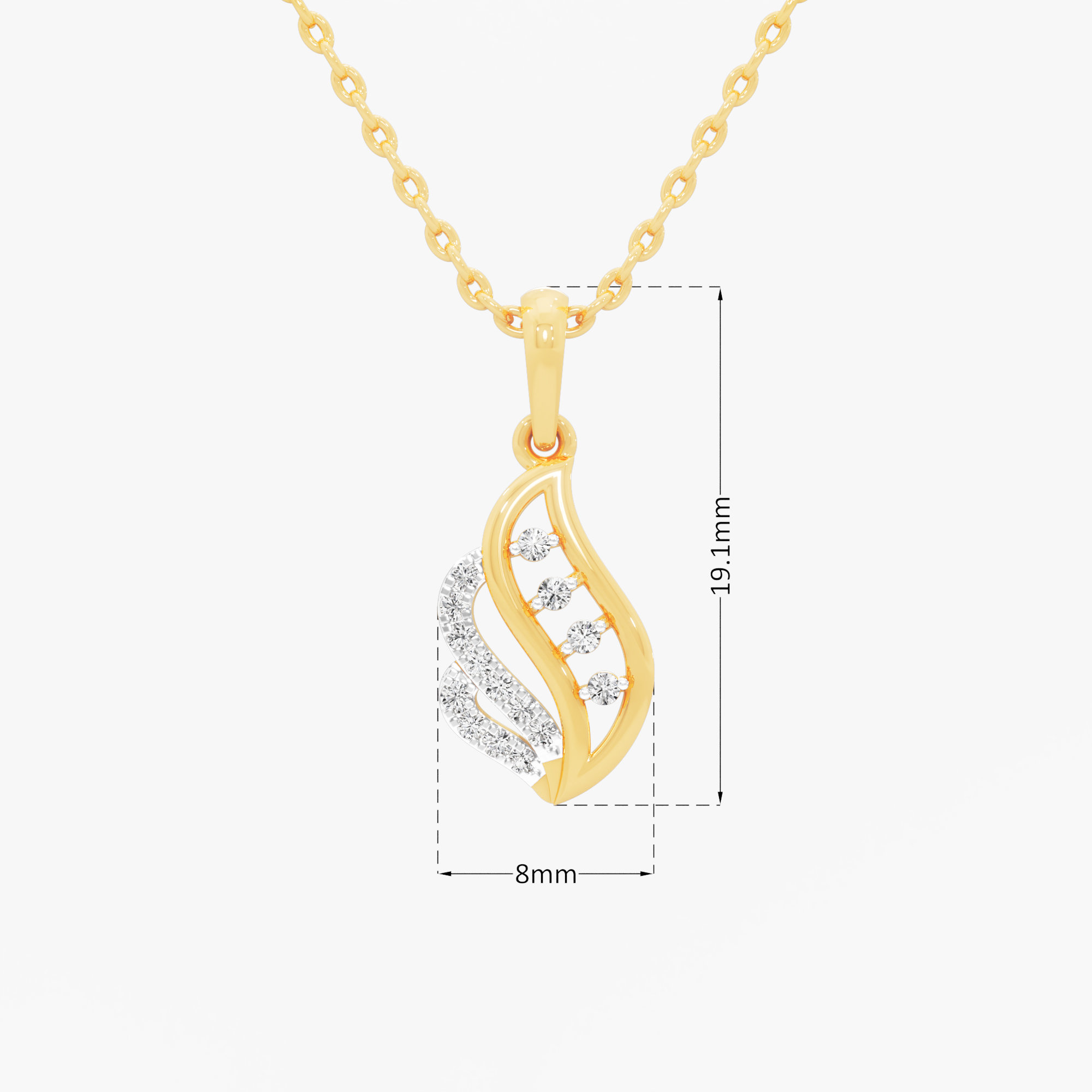 Glimmering Tendril Charms Pendants | Chain Available Separately in 9KT Yellow Gold (Diamond Quality: FG-VVS VS)