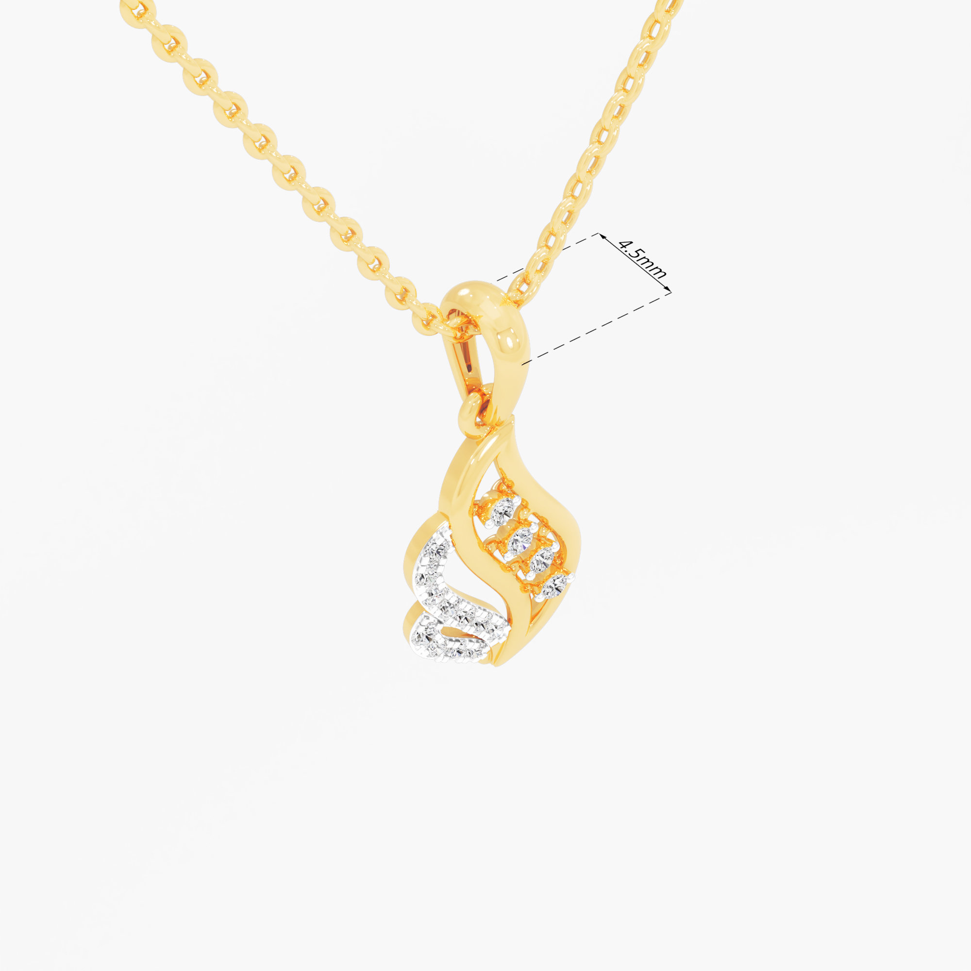 Glimmering Tendril Charms Pendants | Chain Available Separately in 9KT Yellow Gold (Diamond Quality: FG-VVS VS)