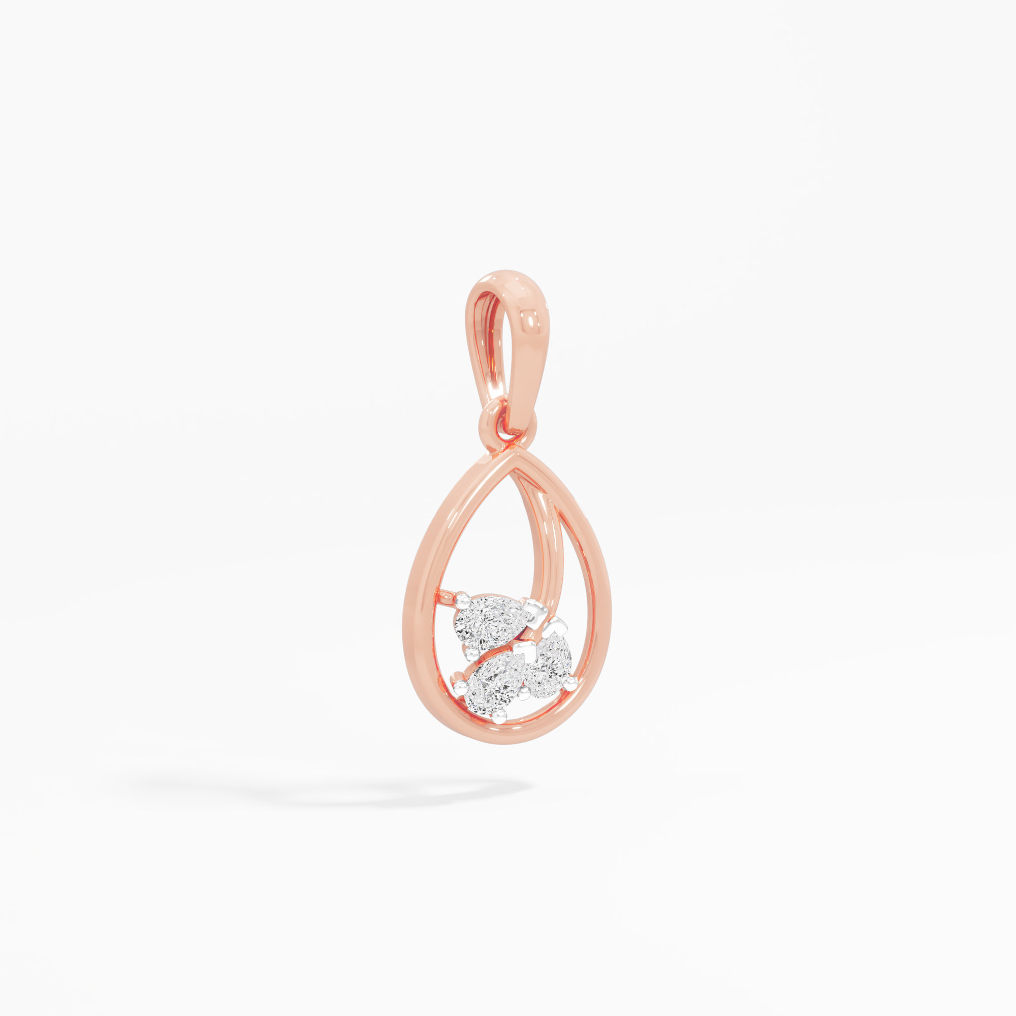 Glimmering Trio Drops Pendants | Individual Pendant in 9KT Rose Gold (Diamond Quality: FG-VVS VS)