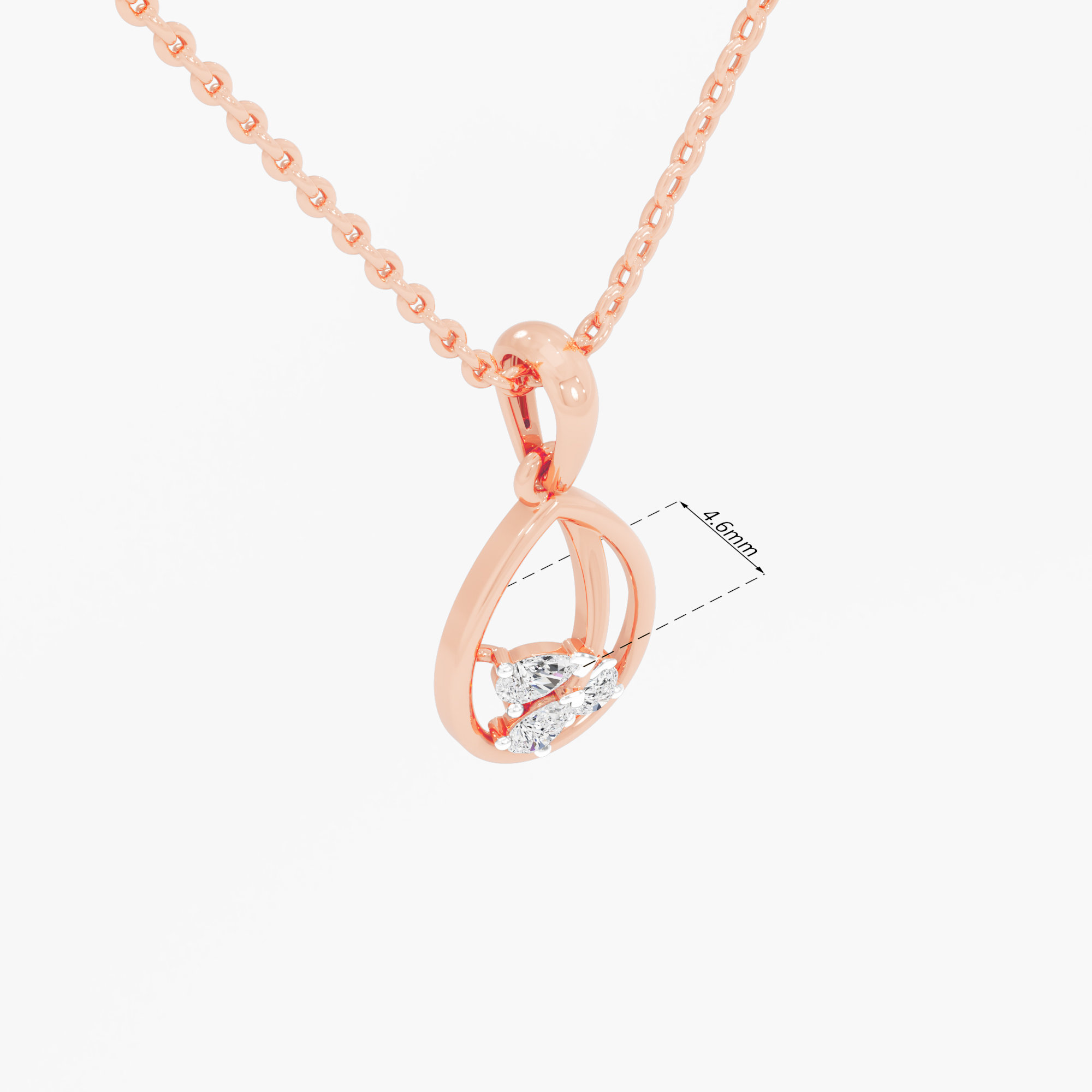 Glimmering Trio Drops Pendants | Individual Pendant in 9KT Rose Gold (Diamond Quality: FG-VVS VS)