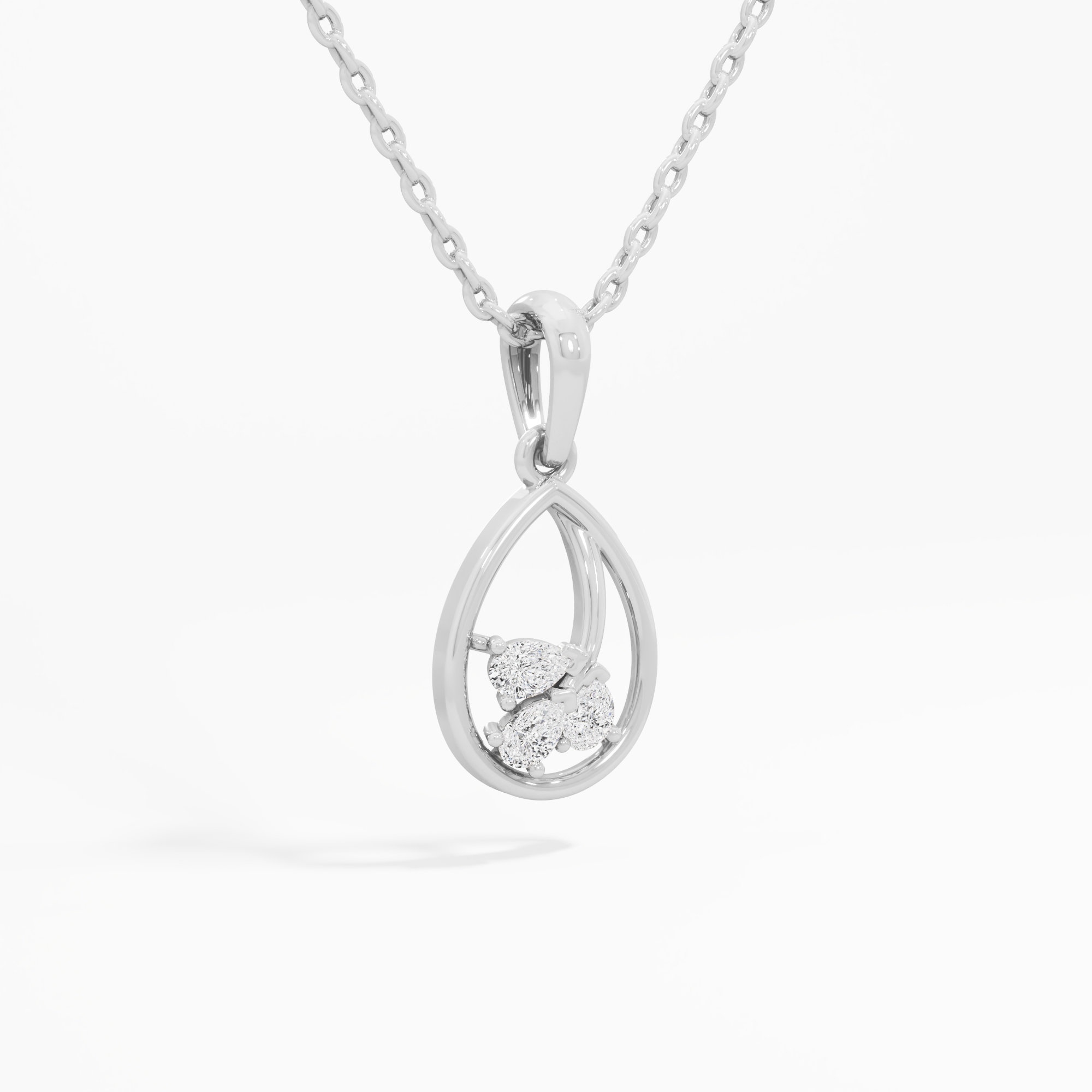 Glimmering Trio Drops Pendants | Standalone Pendant in 9KT White Gold (Diamond Quality: FG-VVS VS)