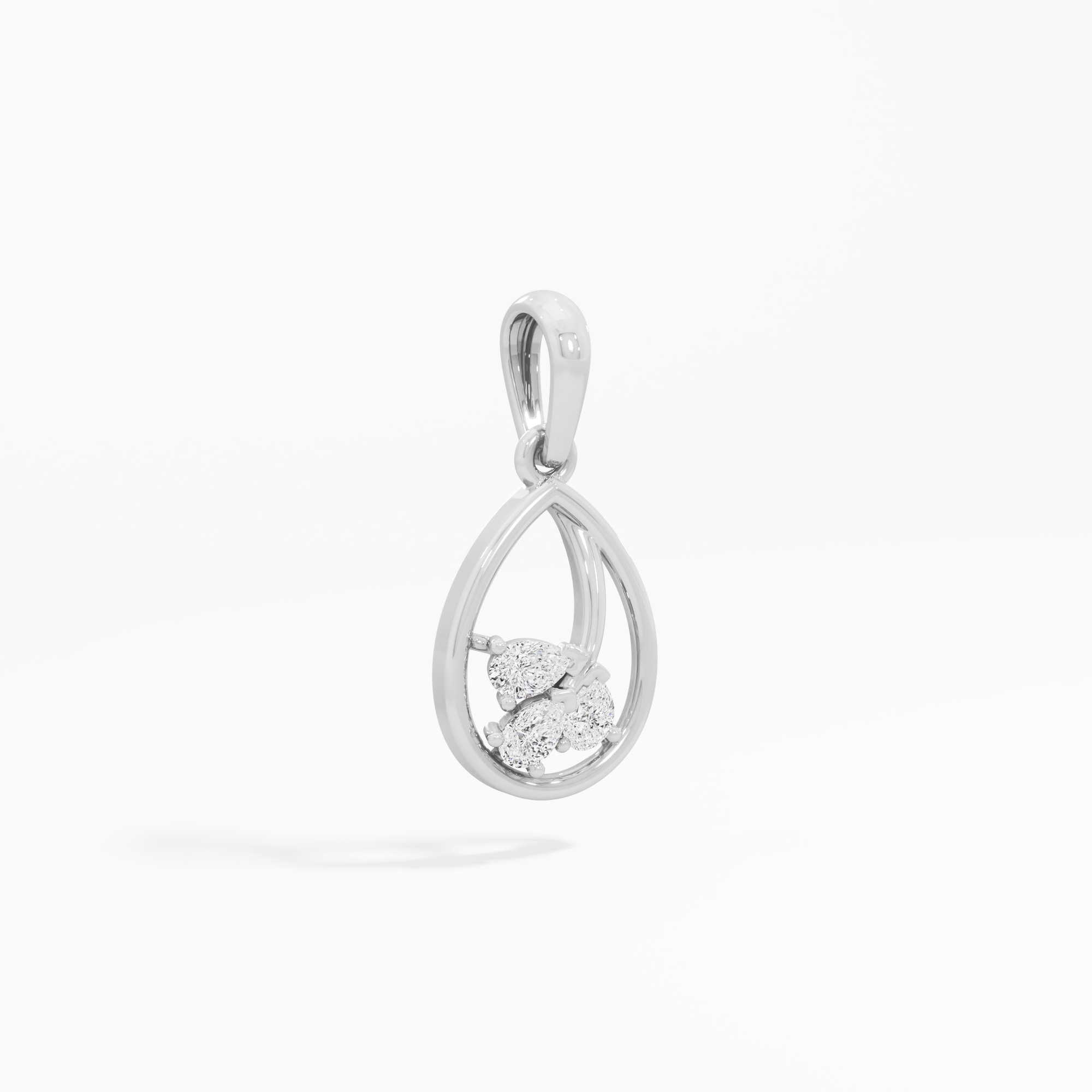 Glimmering Trio Drops Pendants | Standalone Pendant in 9KT White Gold (Diamond Quality: FG-VVS VS)