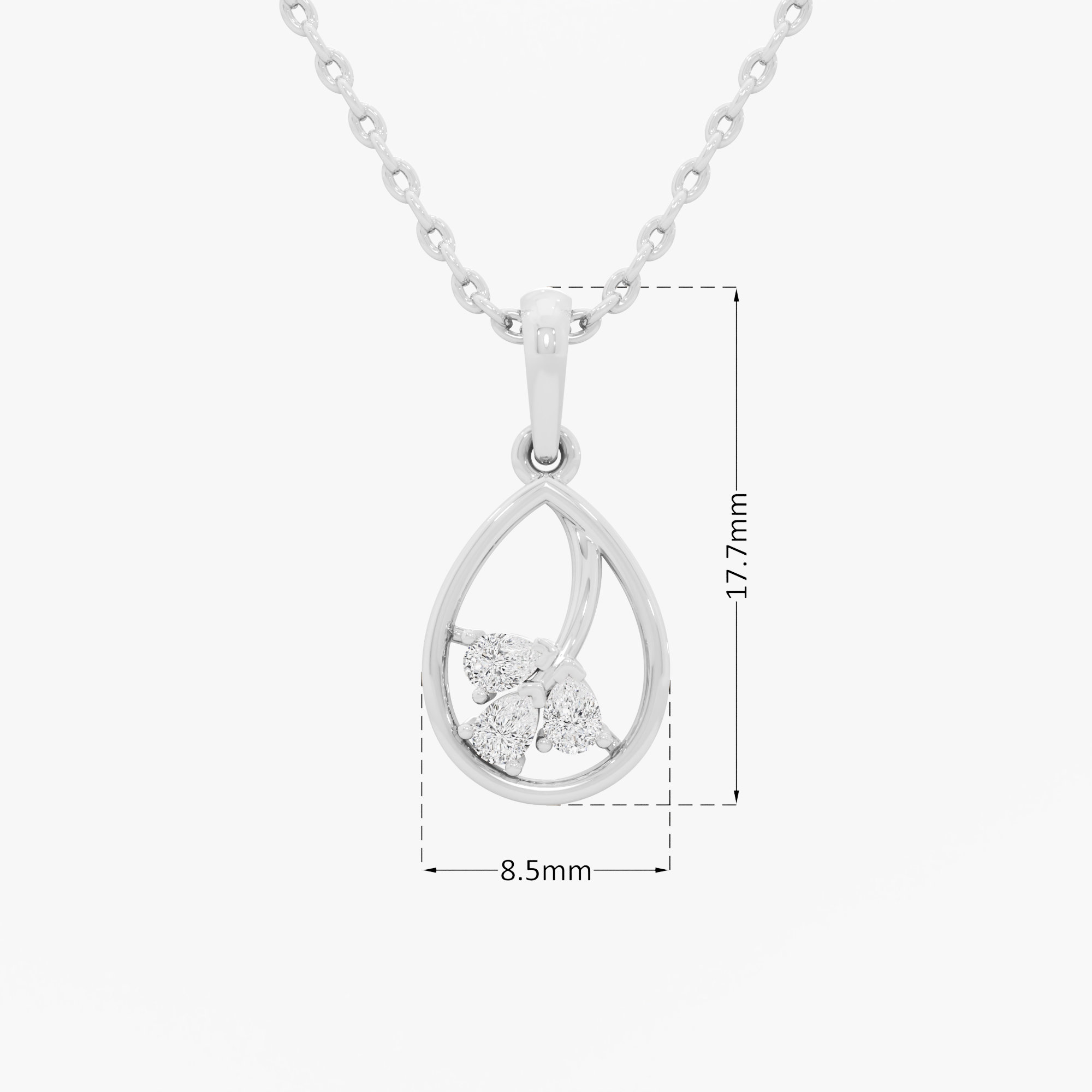 Glimmering Trio Drops Pendants | Standalone Pendant in 9KT White Gold (Diamond Quality: FG-VVS VS)