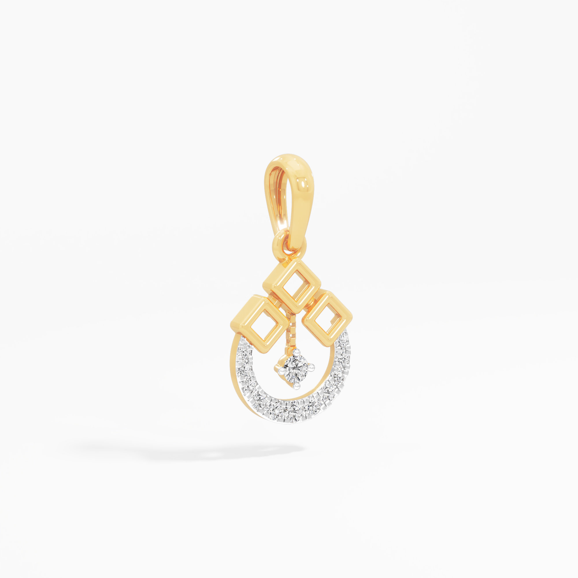 Crescent Lattice Diamond Pendant | Chain Available Separately in 9KT Yellow Gold (Diamond Quality: FG-VVS VS)