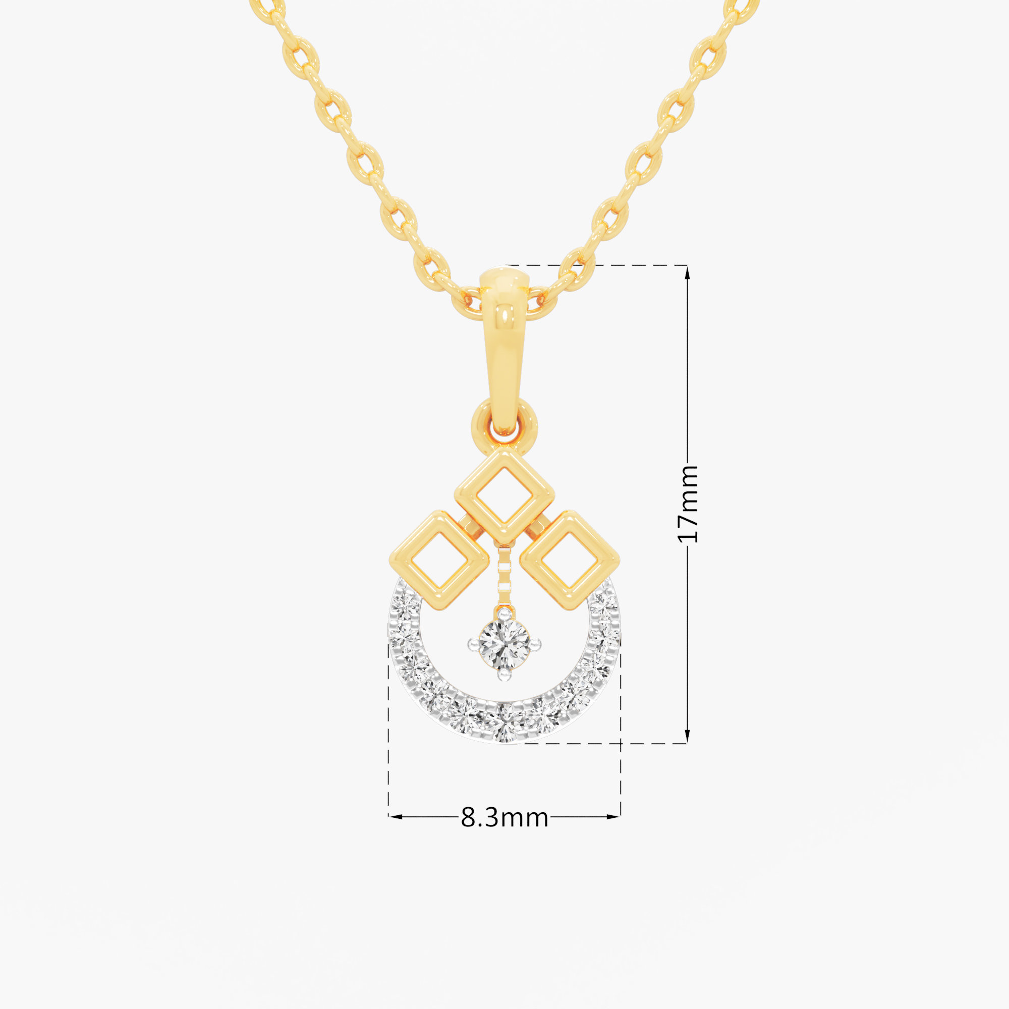 Crescent Lattice Diamond Pendant | Chain Available Separately in 9KT Yellow Gold (Diamond Quality: FG-VVS VS)