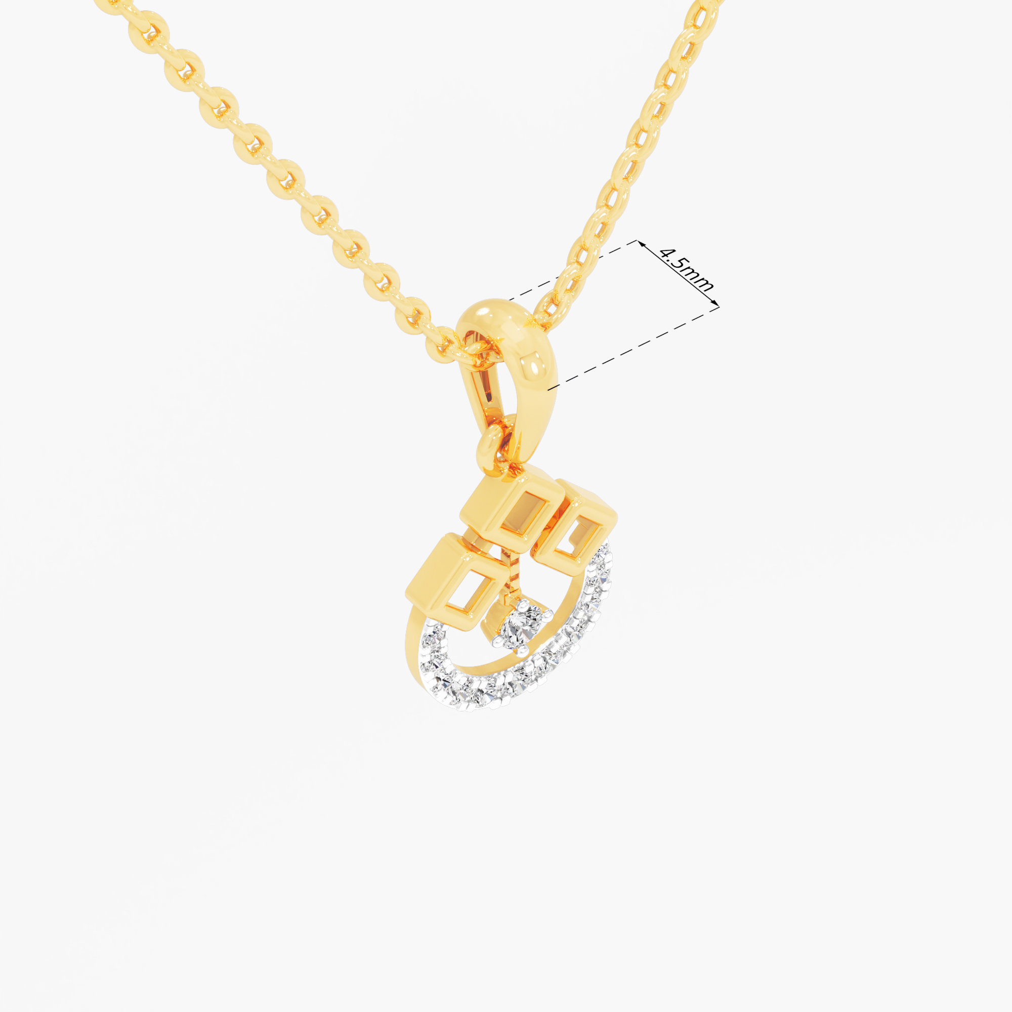 Crescent Lattice Diamond Pendant | Chain Available Separately in 9KT Yellow Gold (Diamond Quality: FG-VVS VS)