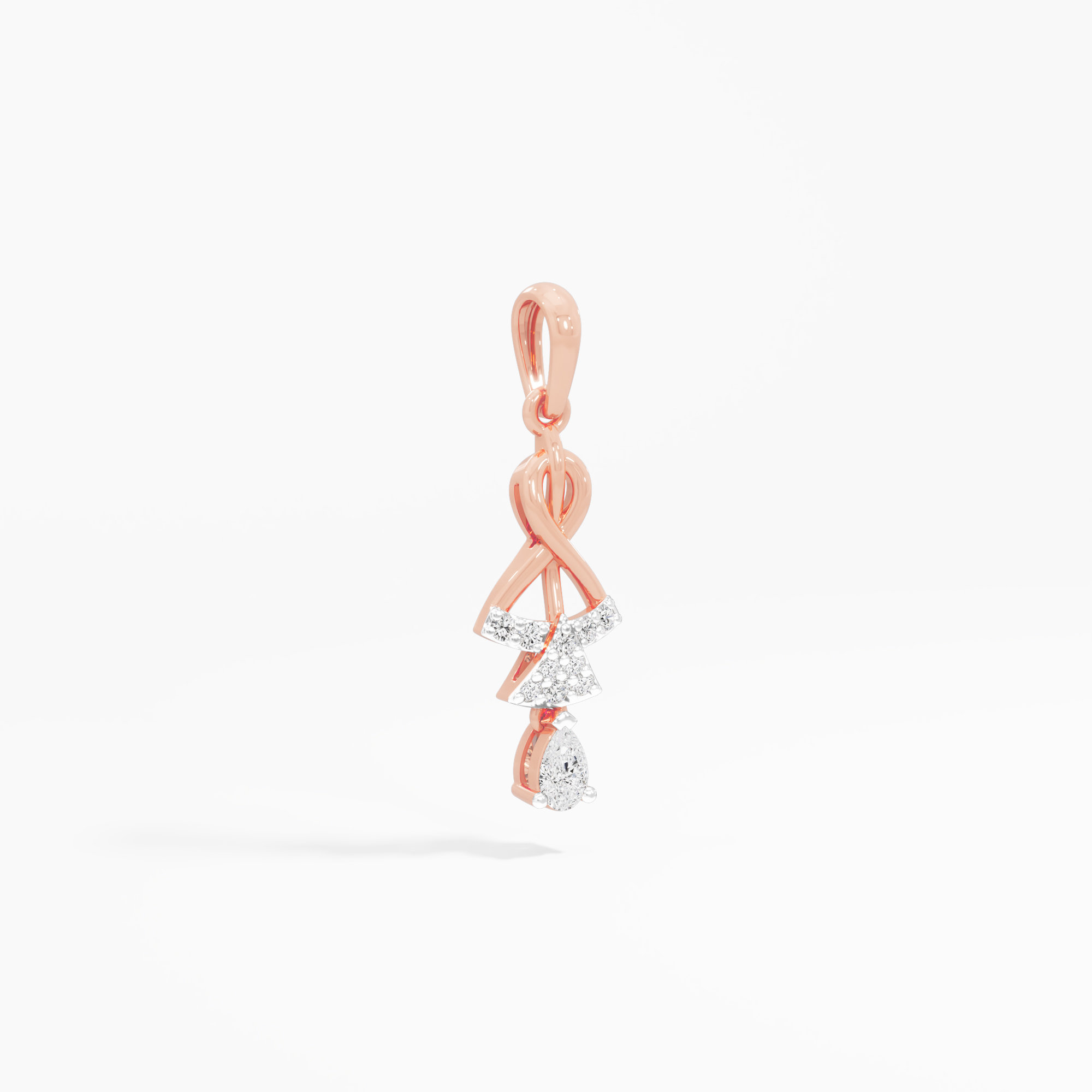 Twisted Dewdrop Drops Pendants | Pendant Only (Chain Sold Separately) in 9KT Rose Gold (Diamond Quality: FG-VVS VS)