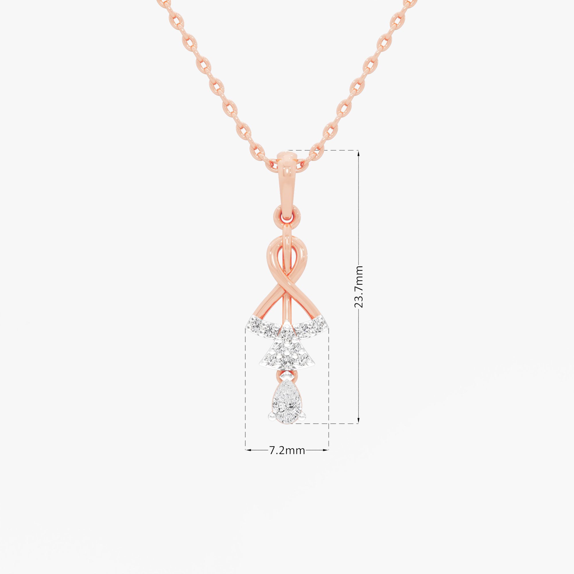 Twisted Dewdrop Drops Pendants | Pendant Only (Chain Sold Separately) in 9KT Rose Gold (Diamond Quality: FG-VVS VS)