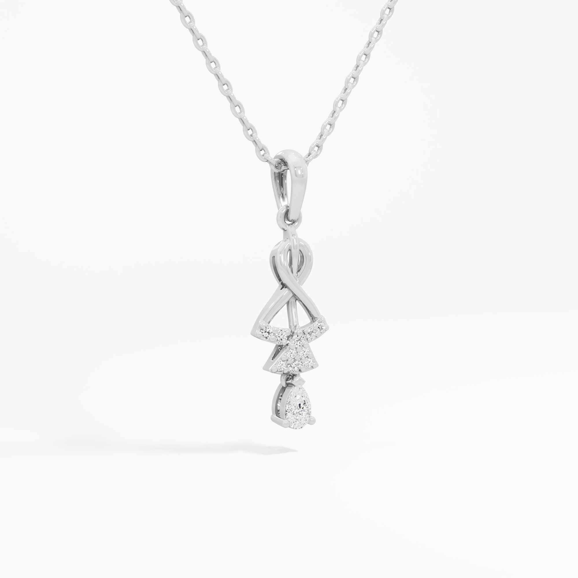 Twisted Dewdrop Drops Pendants | Individual Pendant in 9KT White Gold (Diamond Quality: FG-VVS VS)