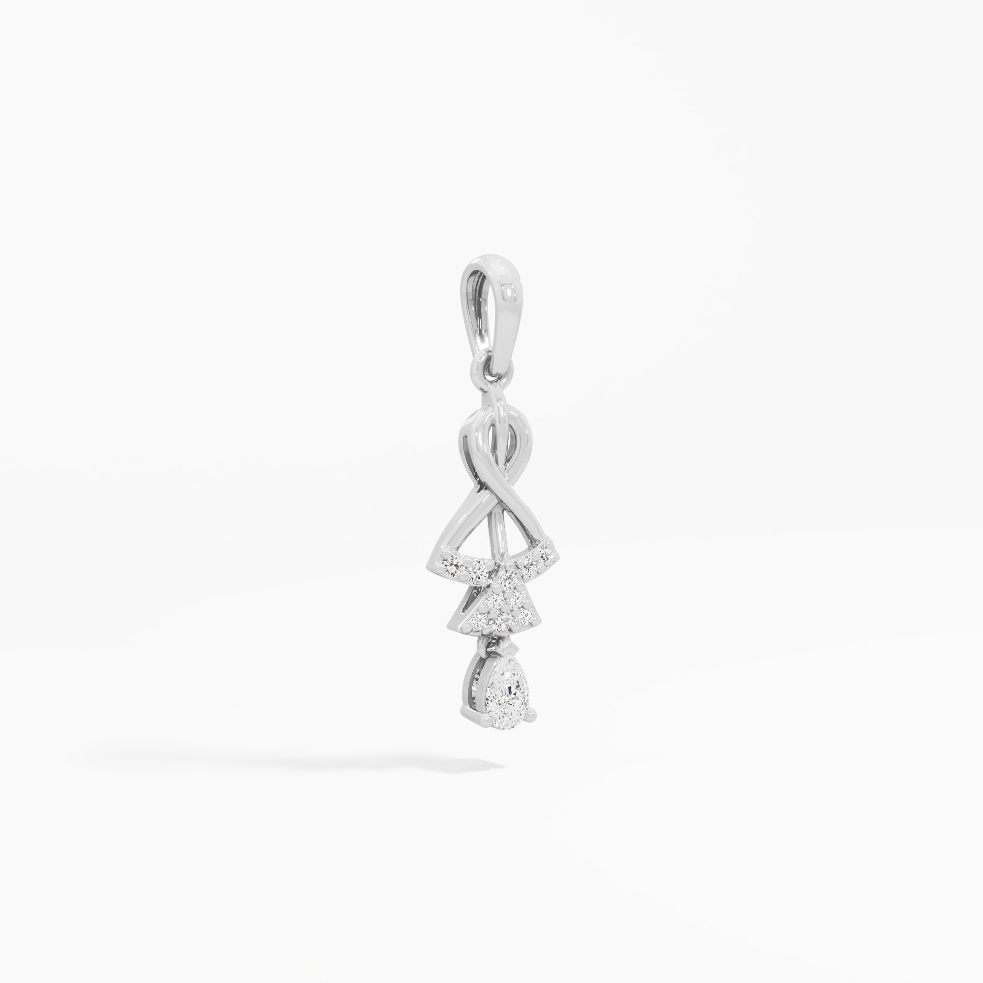 Twisted Dewdrop Drops Pendants | Individual Pendant in 9KT White Gold (Diamond Quality: FG-VVS VS)