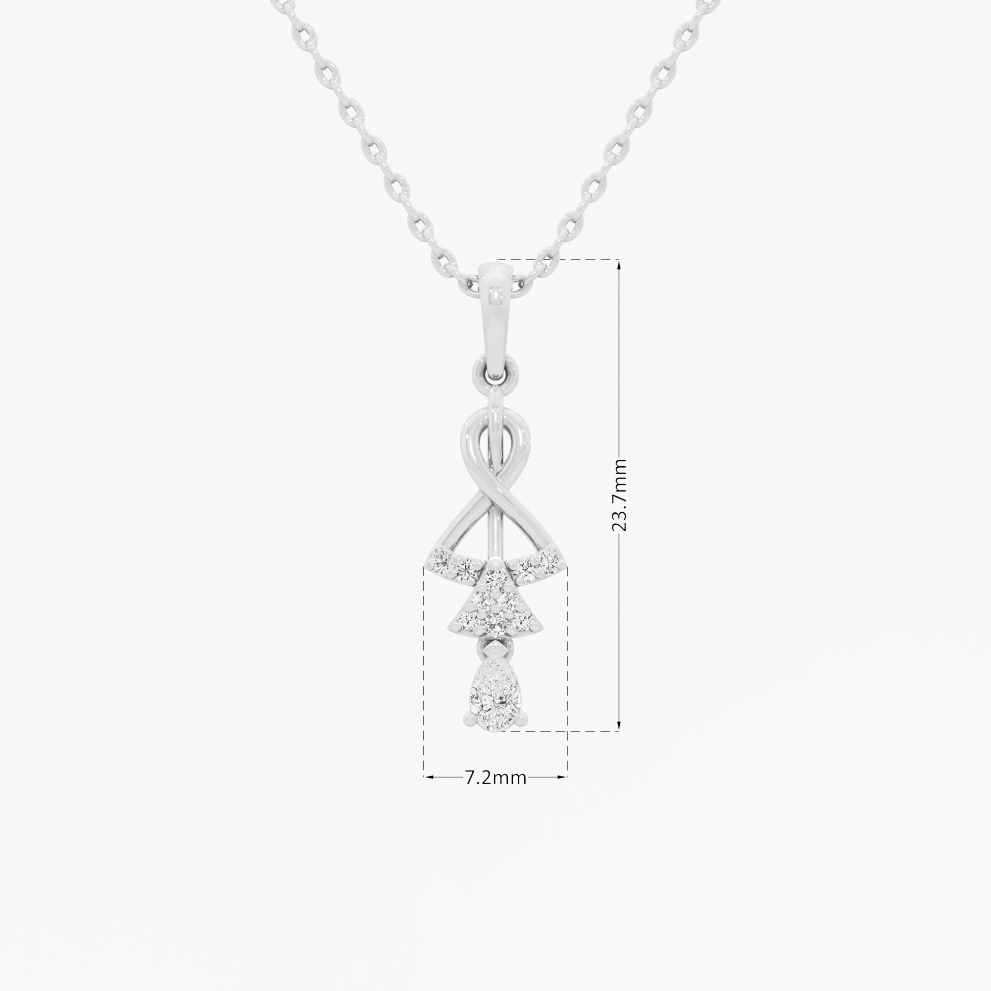 Twisted Dewdrop Drops Pendants | Individual Pendant in 9KT White Gold (Diamond Quality: FG-VVS VS)