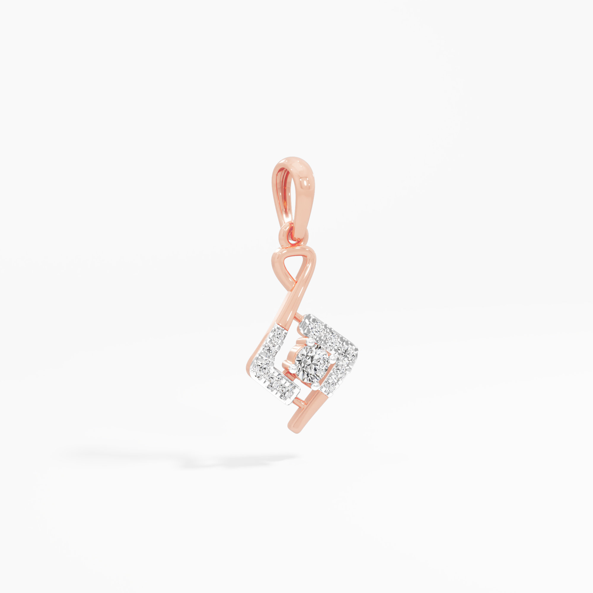 Melody Shimmer Halos Pendants | Pendant Only (Chain Sold Separately) in 9KT Rose Gold (Diamond Quality: EF-VVS VS)