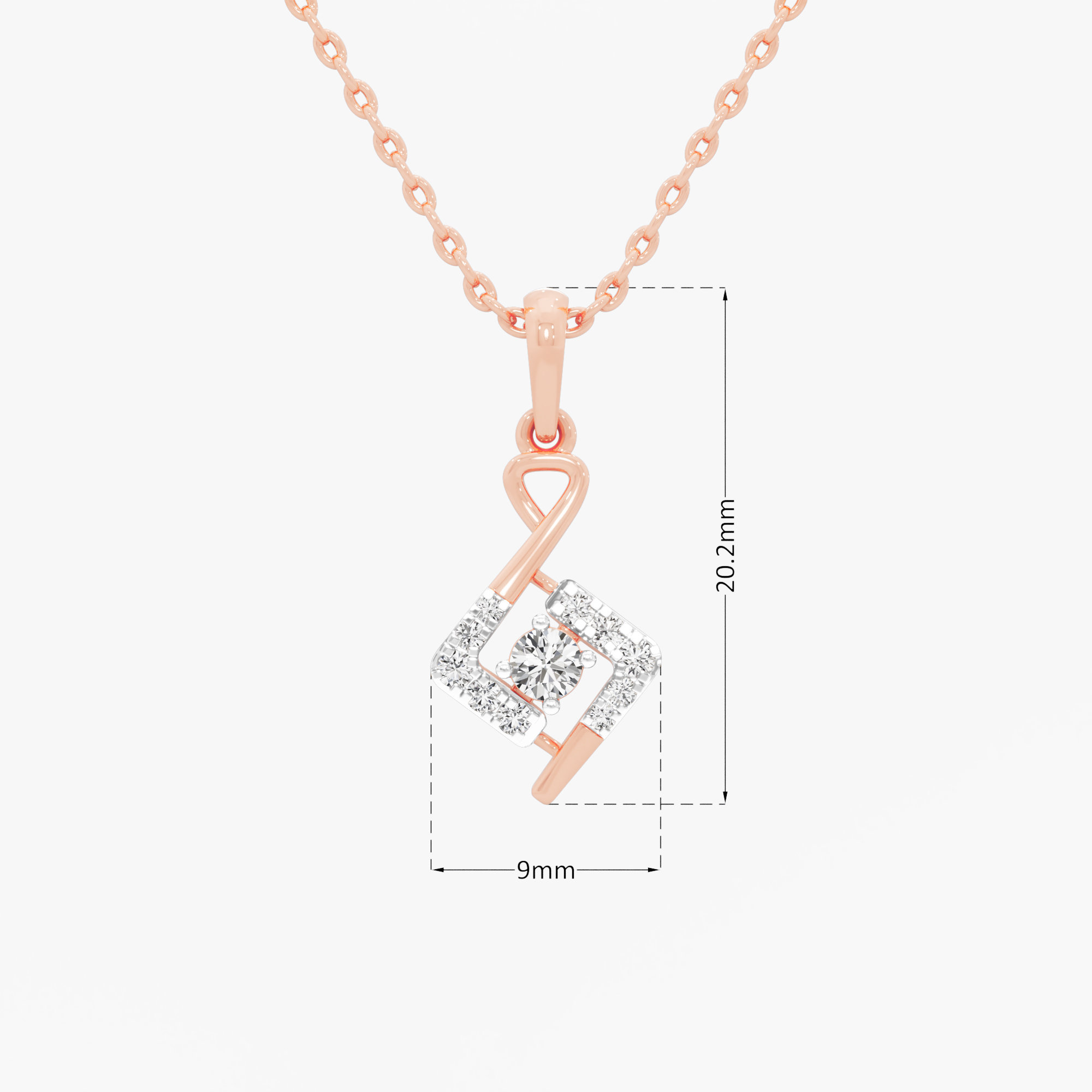 Melody Shimmer Halos Pendants | Pendant Only (Chain Sold Separately) in 9KT Rose Gold (Diamond Quality: EF-VVS VS)