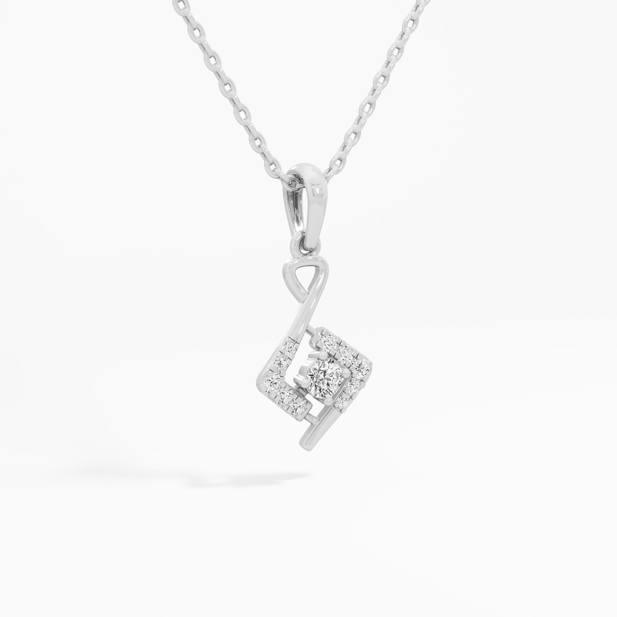 Melody Shimmer Halos Pendants | Pendant Only (Chain Sold Separately) in 9KT White Gold (Diamond Quality: EF-VVS VS)