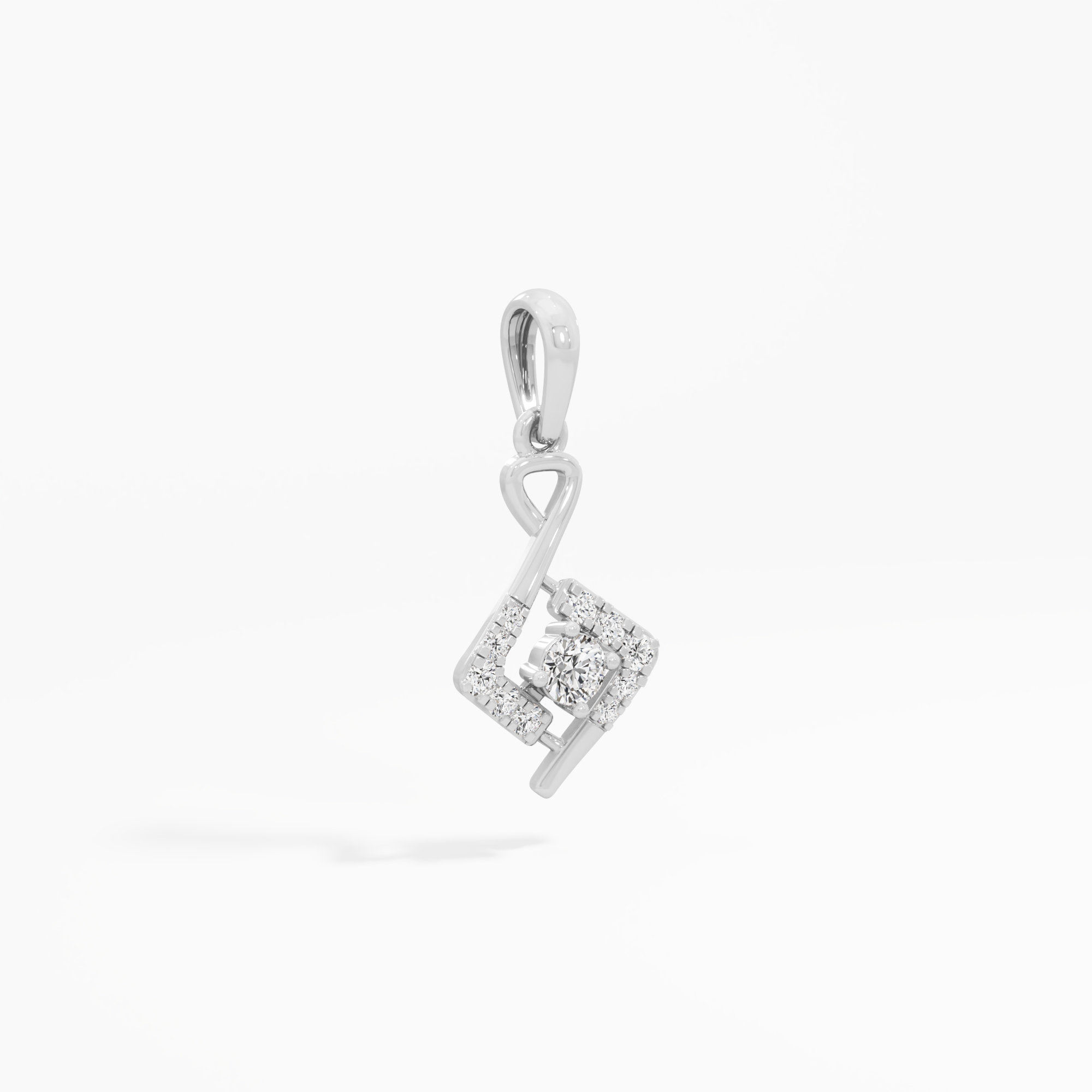 Melody Shimmer Halos Pendants | Pendant Only (Chain Sold Separately) in 9KT White Gold (Diamond Quality: EF-VVS VS)