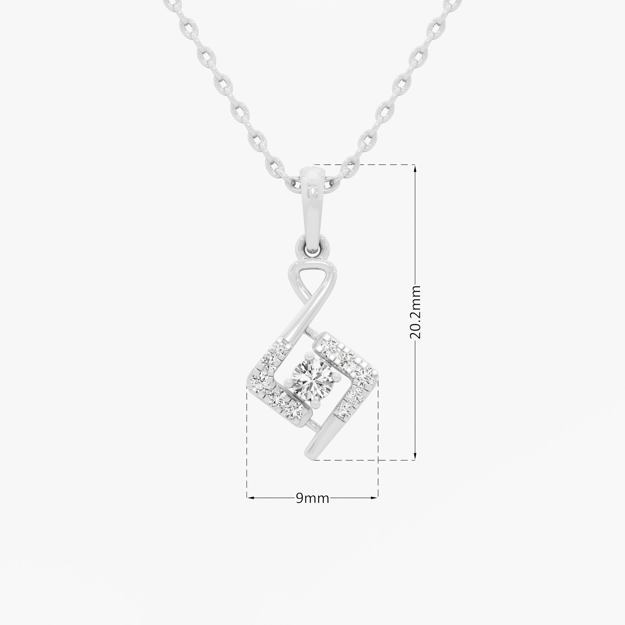 Melody Shimmer Halos Pendants | Pendant Only (Chain Sold Separately) in 9KT White Gold (Diamond Quality: EF-VVS VS)