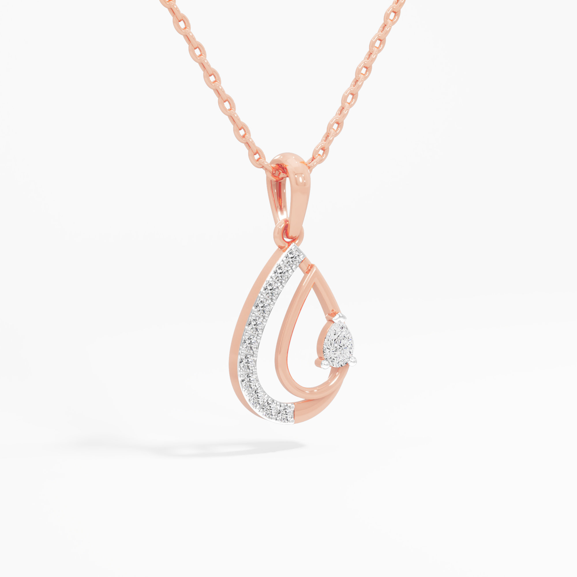 Deep Serenity Drop Drops Pendants | Individual Pendant in 9KT Rose Gold (Diamond Quality: FG-VVS VS)