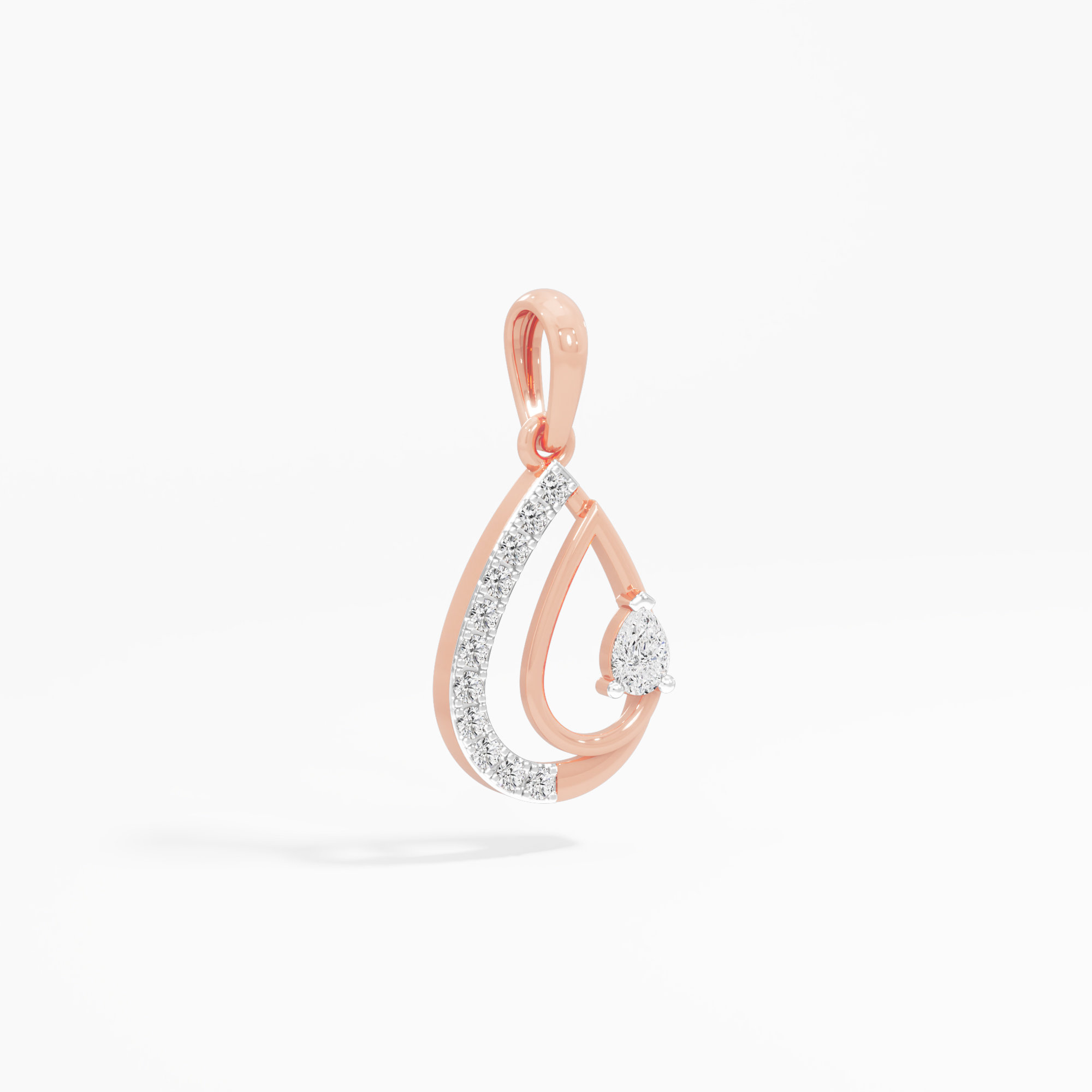 Deep Serenity Drop Drops Pendants | Individual Pendant in 9KT Rose Gold (Diamond Quality: FG-VVS VS)