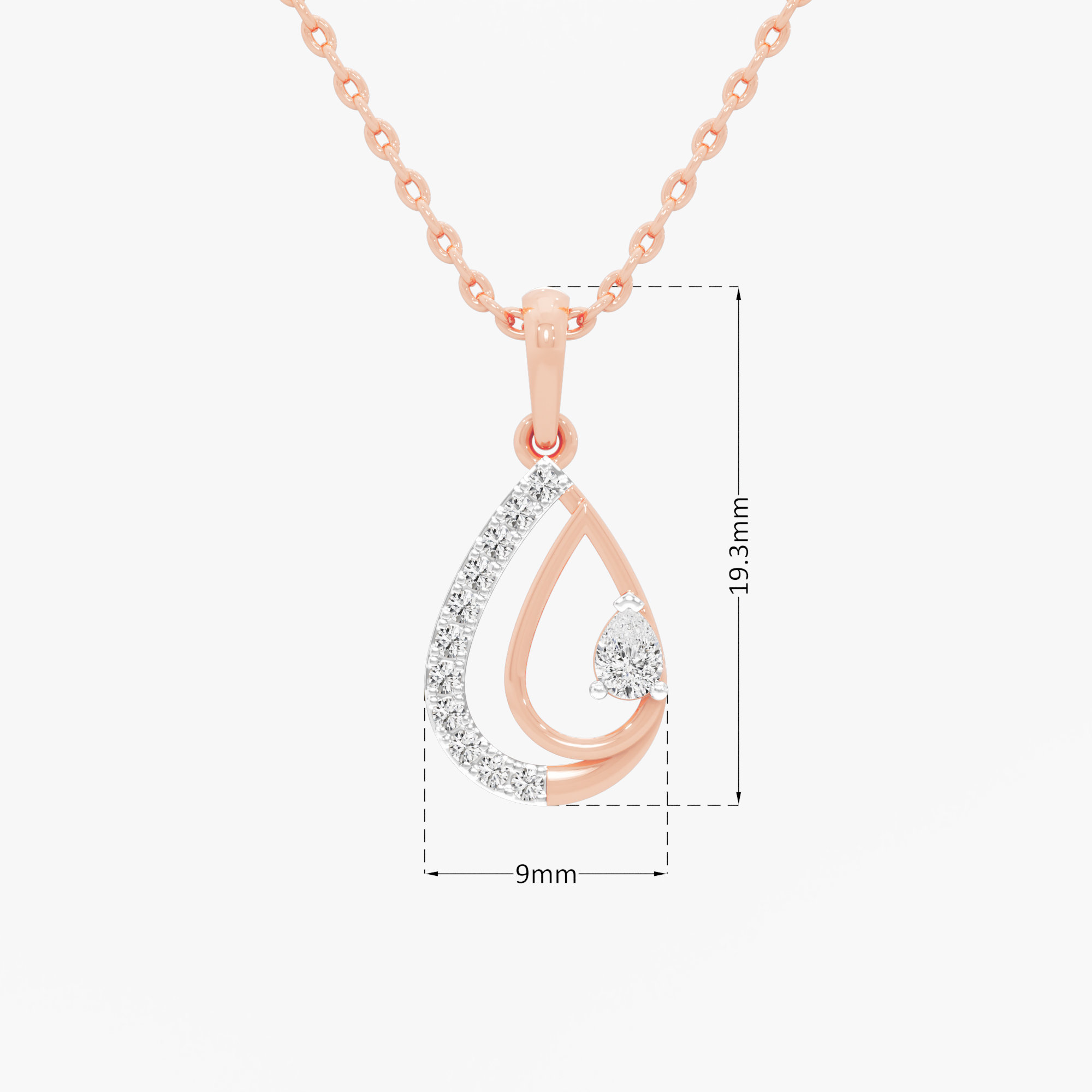 Deep Serenity Drop Drops Pendants | Individual Pendant in 9KT Rose Gold (Diamond Quality: FG-VVS VS)