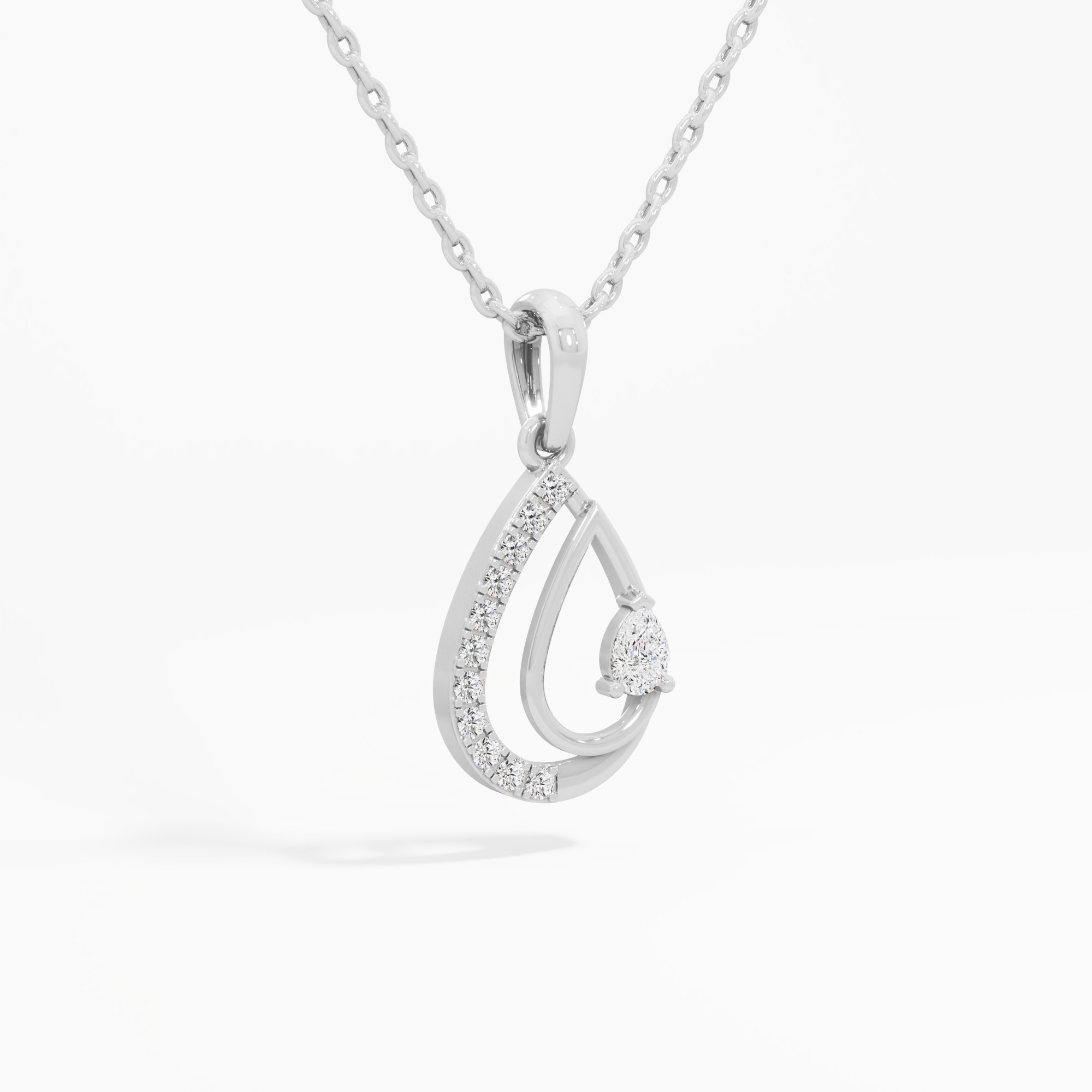 Deep Serenity Drop Drops Pendants | Pendant Only (Chain Sold Separately) in 9KT White Gold (Diamond Quality: FG-VVS VS)