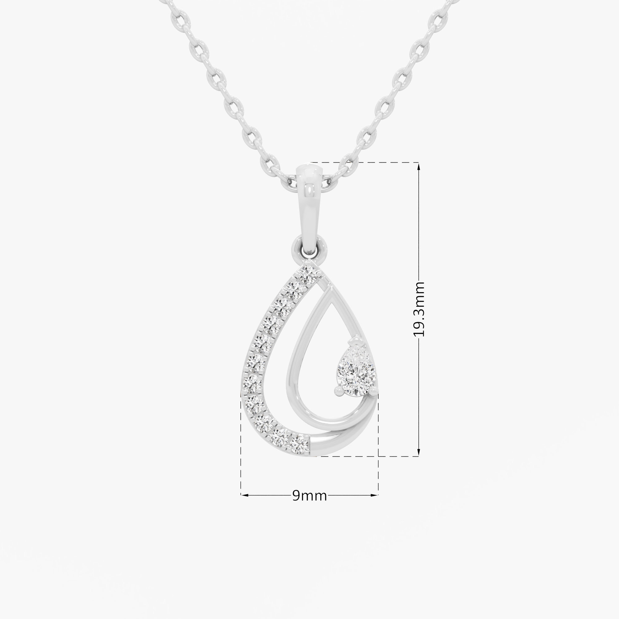 Deep Serenity Drop Drops Pendants | Pendant Only (Chain Sold Separately) in 9KT White Gold (Diamond Quality: FG-VVS VS)