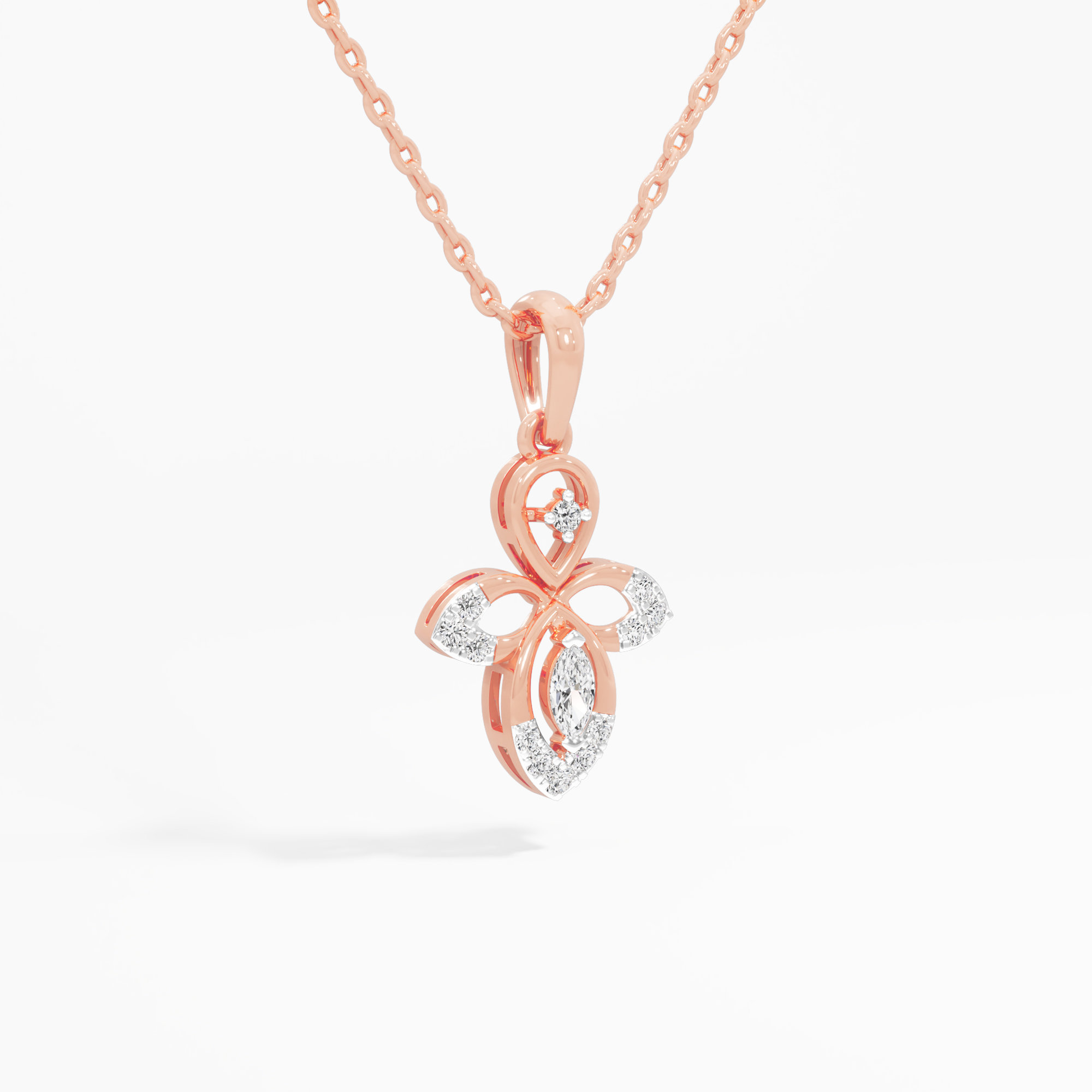 Aqua Petal Charms Pendants | Pendant Only in 9KT Rose Gold (Diamond Quality: FG-VVS VS)