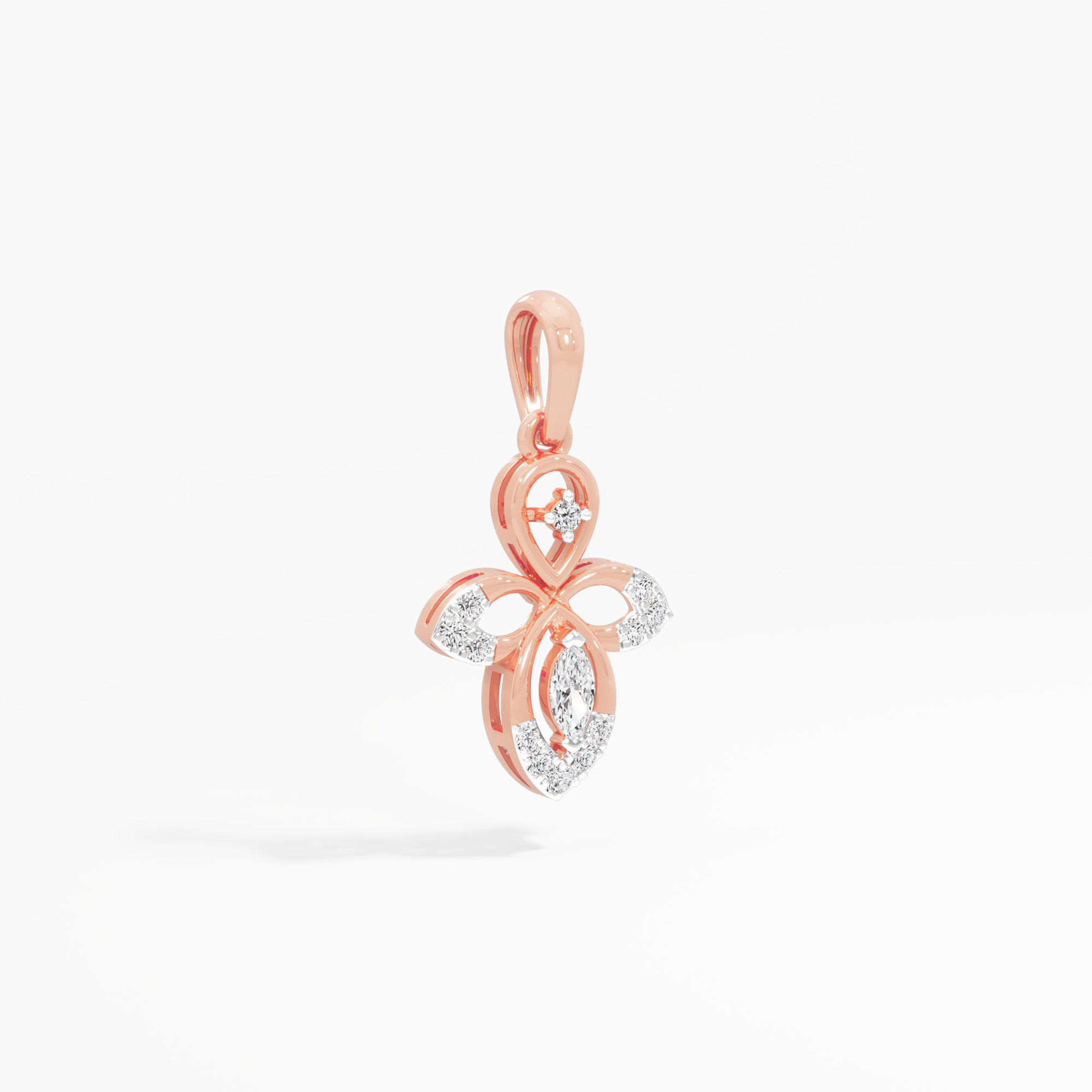 Aqua Petal Charms Pendants | Pendant Only in 9KT Rose Gold (Diamond Quality: FG-VVS VS)