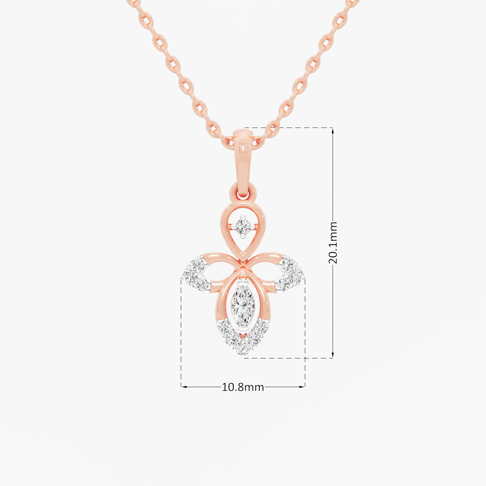 Aqua Petal Charms Pendants | Pendant Only in 9KT Rose Gold (Diamond Quality: FG-VVS VS)