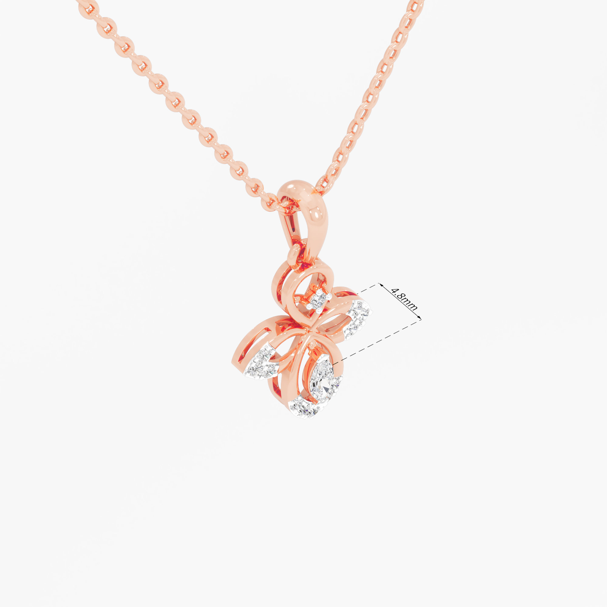 Aqua Petal Charms Pendants | Pendant Only in 9KT Rose Gold (Diamond Quality: FG-VVS VS)
