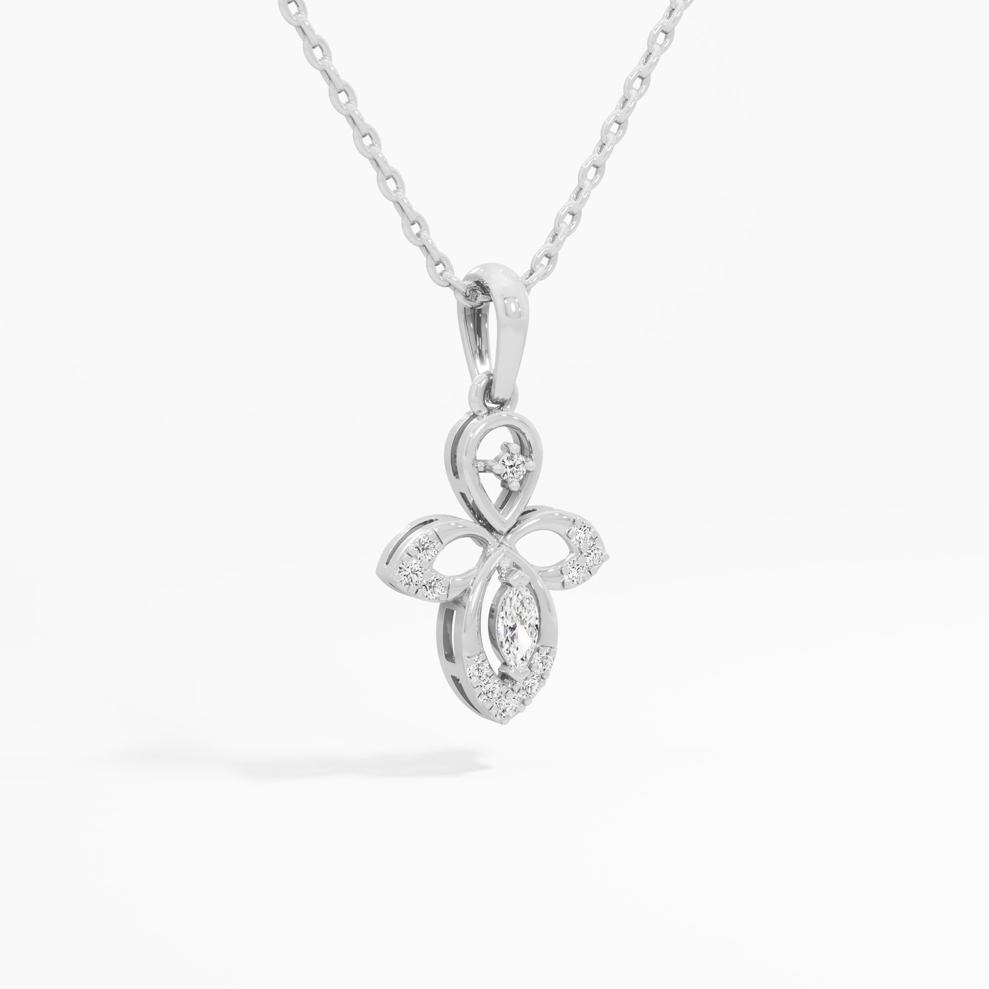 Aqua Petal Charms Pendants | Pendant Only in 9KT White Gold (Diamond Quality: FG-VVS VS)
