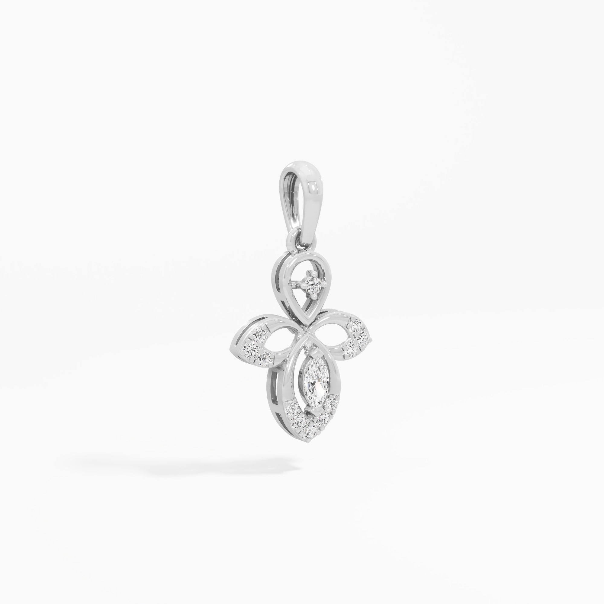 Aqua Petal Charms Pendants | Pendant Only in 9KT White Gold (Diamond Quality: FG-VVS VS)