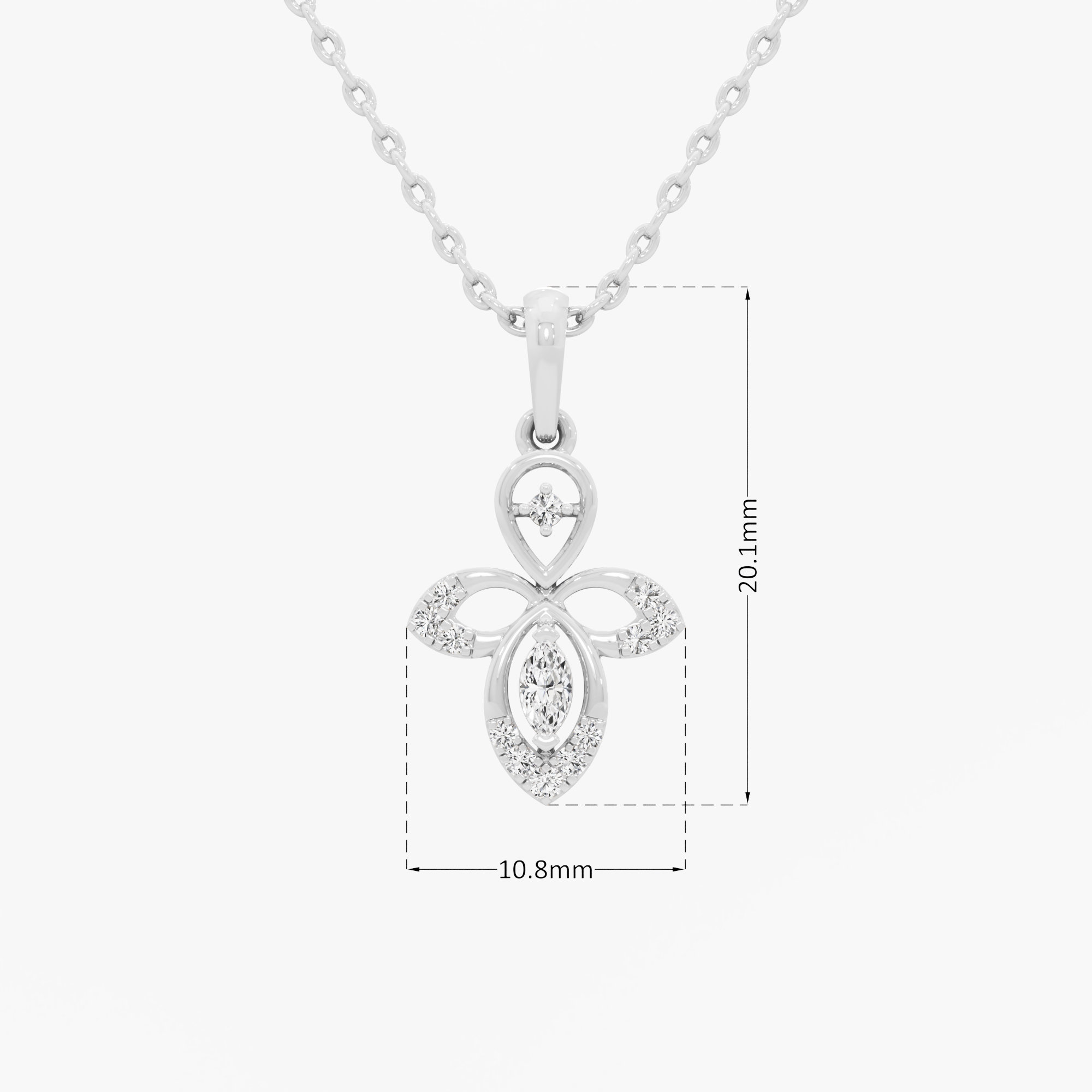 Aqua Petal Charms Pendants | Pendant Only in 9KT White Gold (Diamond Quality: FG-VVS VS)