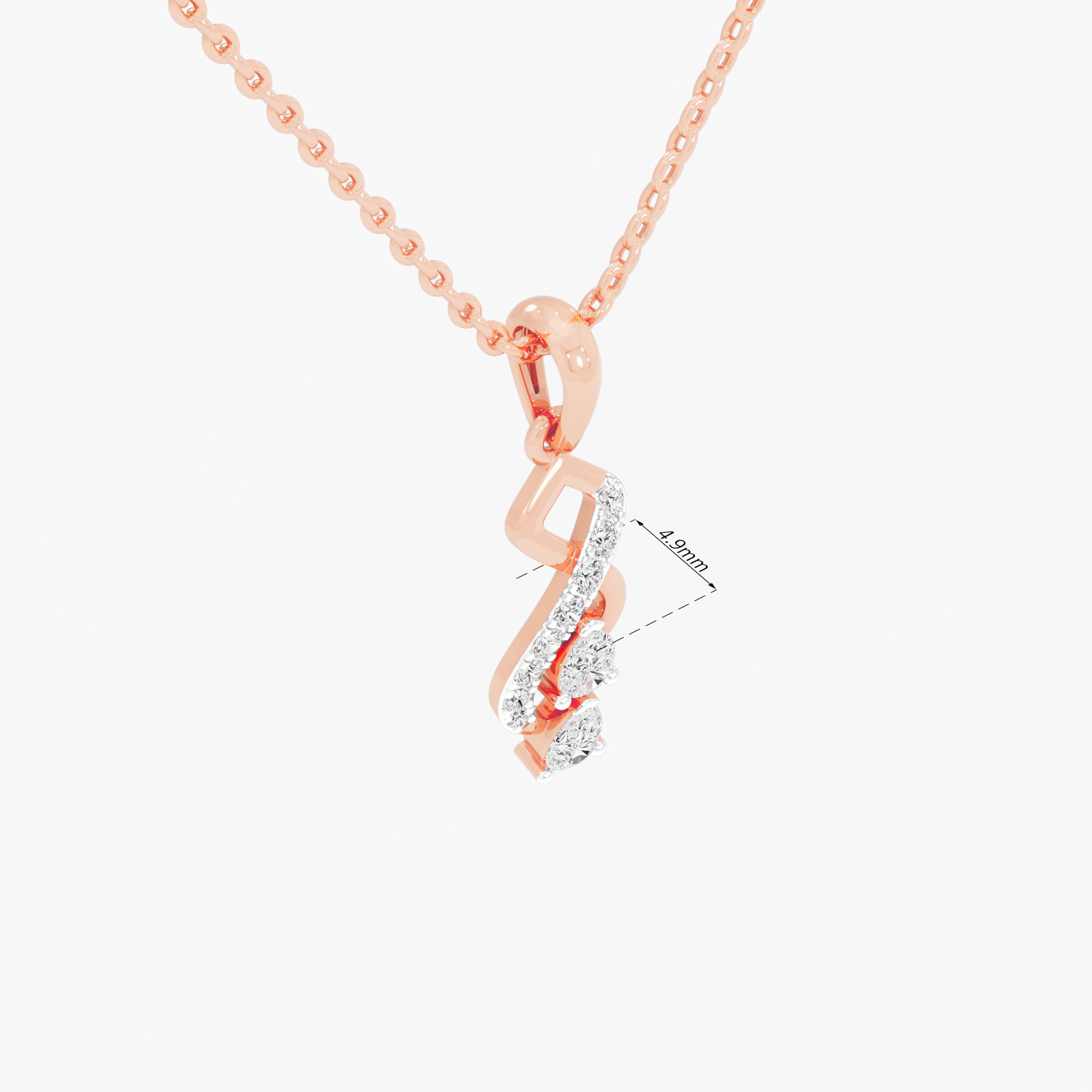 Aqua Ribbon Drops Pendants | Standalone Pendant in 9KT Rose Gold (Diamond Quality: FG-VVS VS)