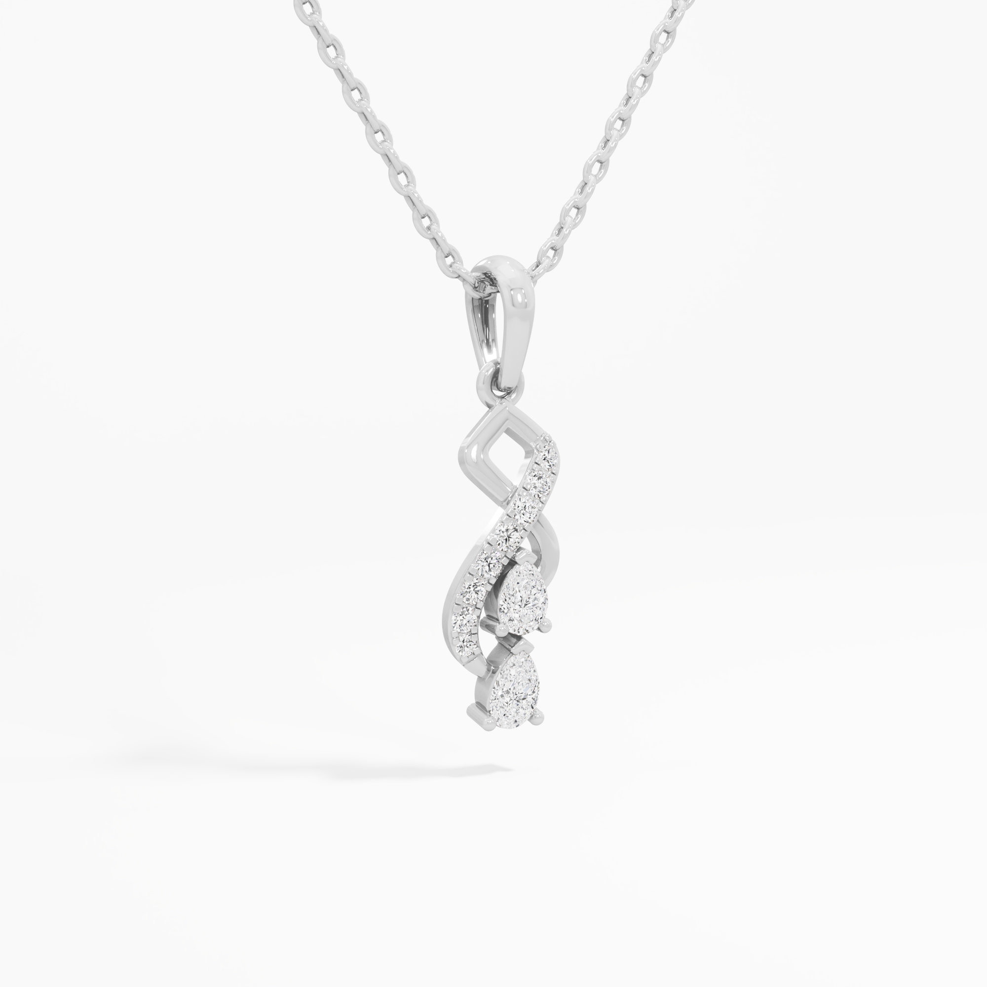 Aqua Ribbon Drops Pendants | Pendant Only (Chain Sold Separately) in 9KT White Gold (Diamond Quality: FG-VVS VS)