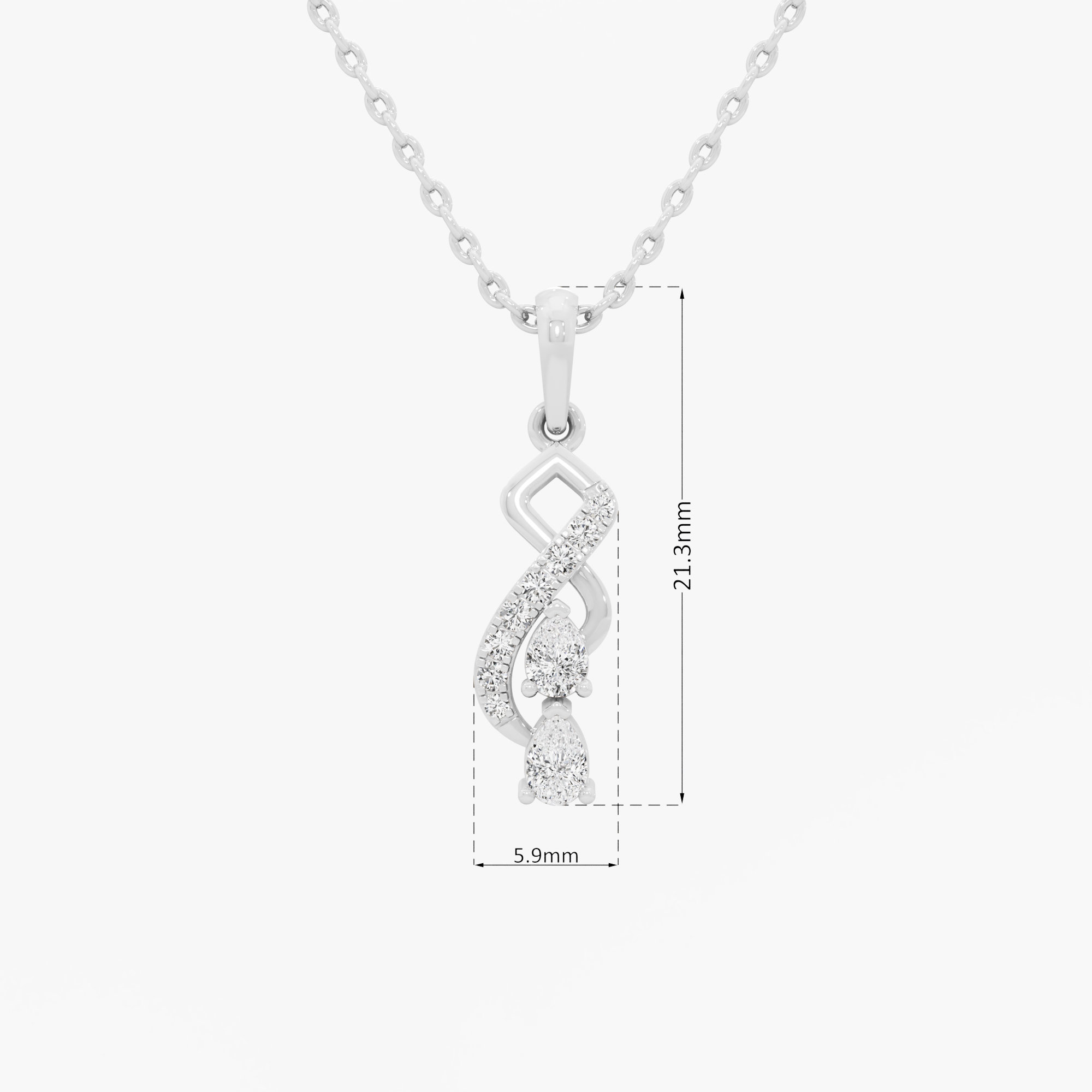 Aqua Ribbon Drops Pendants | Pendant Only (Chain Sold Separately) in 9KT White Gold (Diamond Quality: FG-VVS VS)