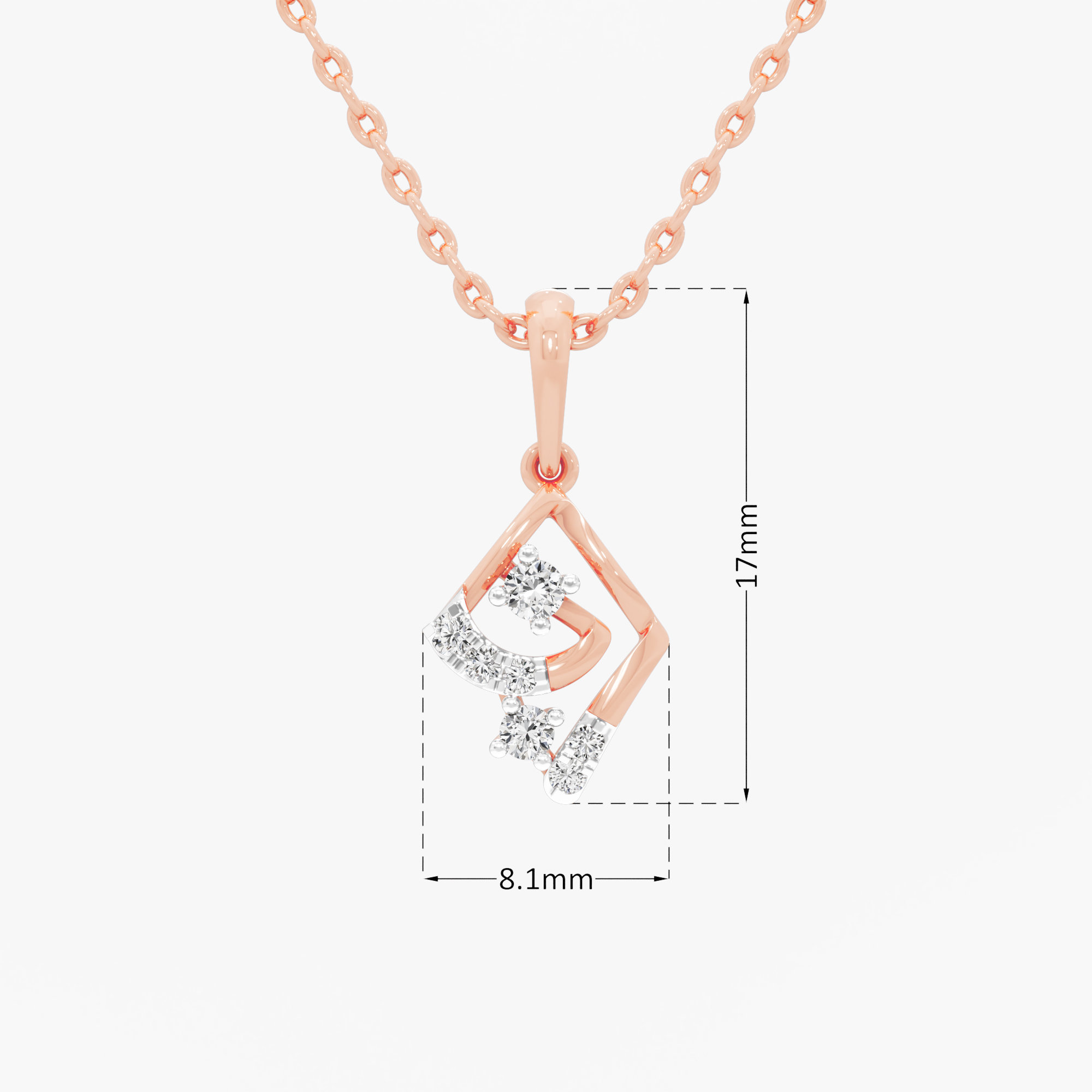 Radiant Nexus Charms Pendants | Individual Pendant in 9KT Rose Gold (Diamond Quality: EF-VVS VS)