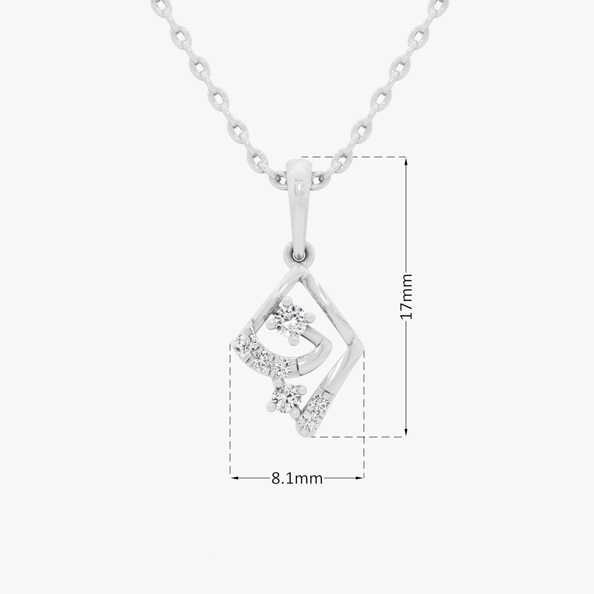 Radiant Nexus Charms Pendants | Individual Pendant in 9KT White Gold (Diamond Quality: EF-VVS VS)
