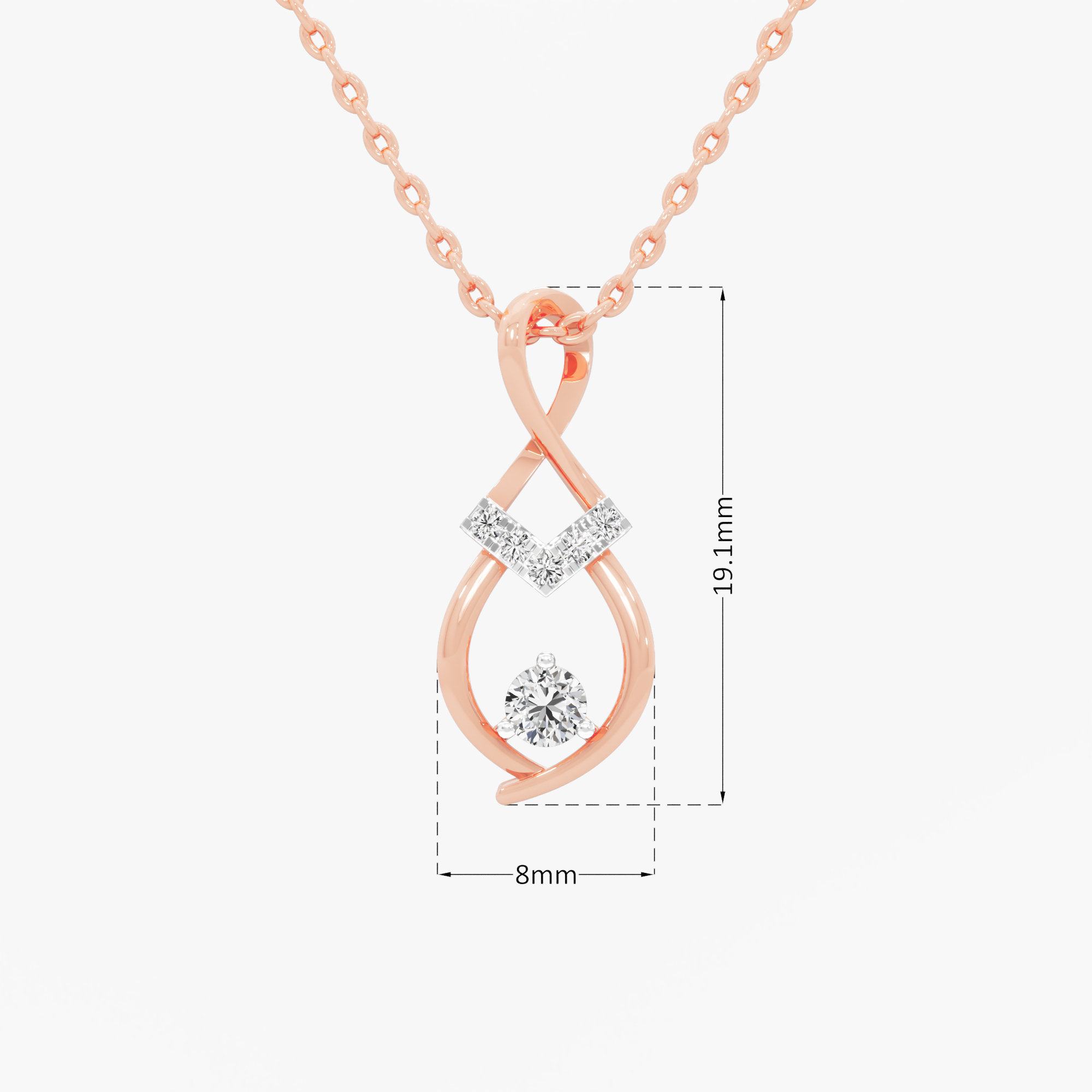 Eternal Glimmer Charms Pendants | Pendant Only (Chain Sold Separately) in 9KT Rose Gold (Diamond Quality: EF-VVS VS)
