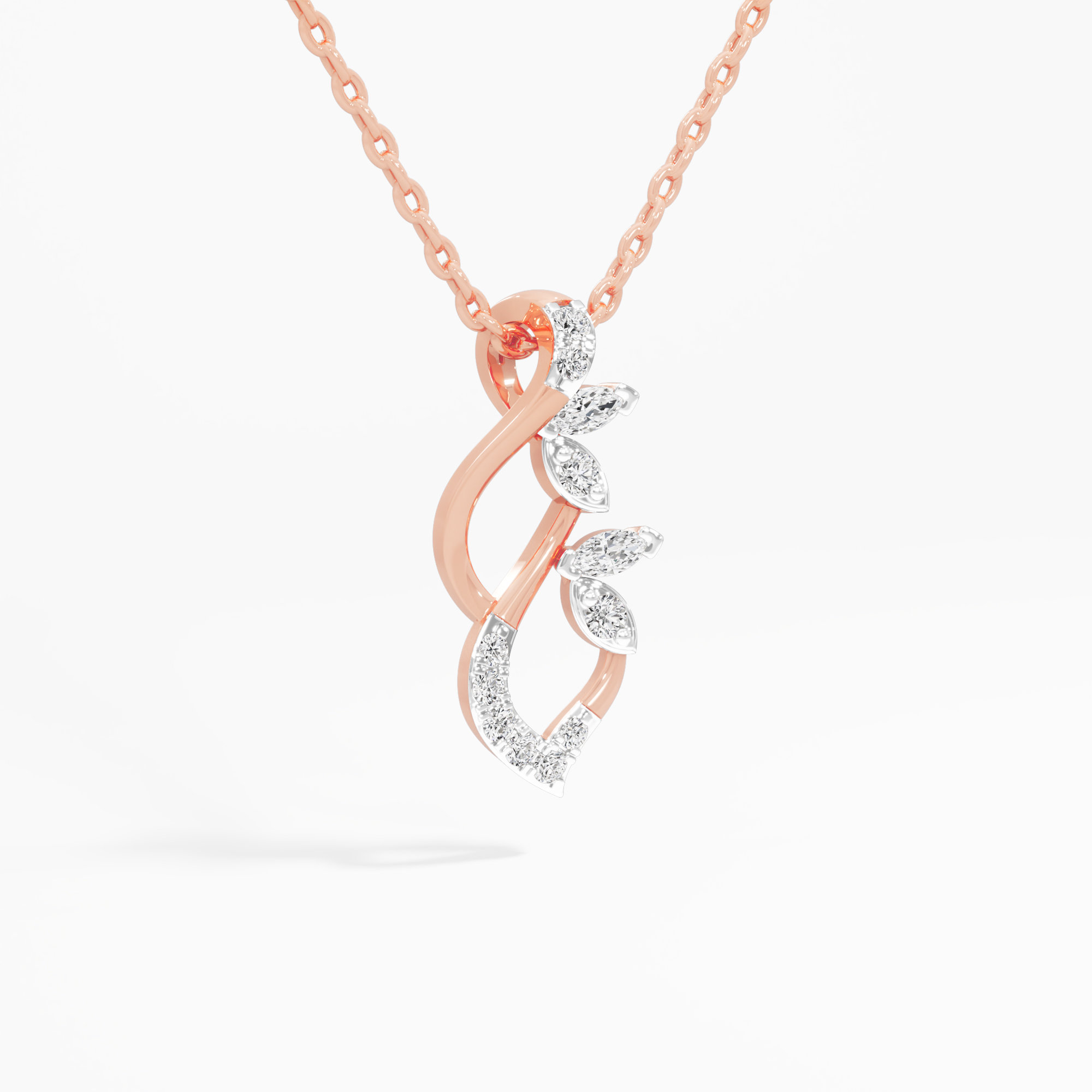 Luminous Swirl Diamond Pendant in 9KT Rose Gold (Diamond Quality: FG-VVS VS)