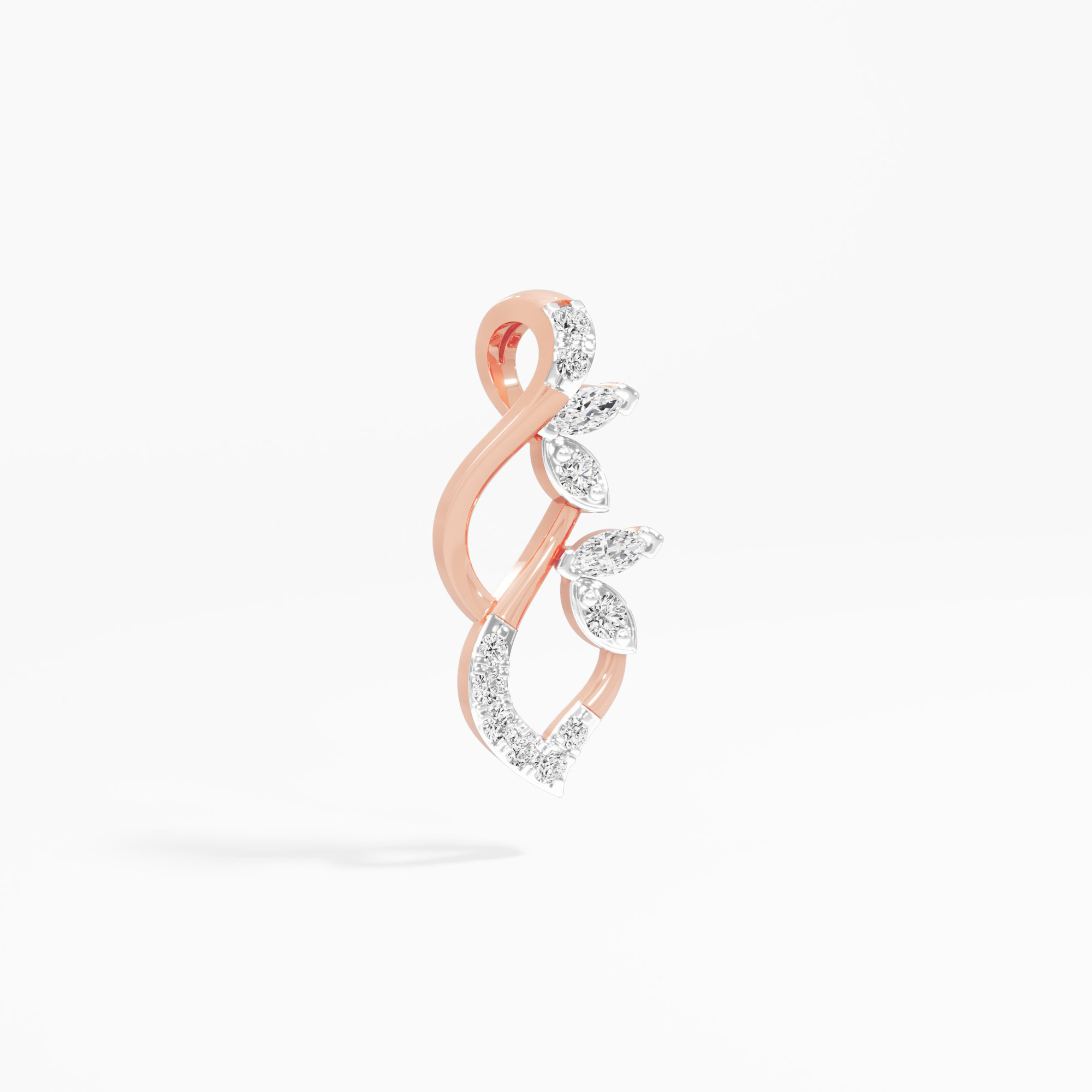 Luminous Swirl Diamond Pendant in 9KT Rose Gold (Diamond Quality: FG-VVS VS)