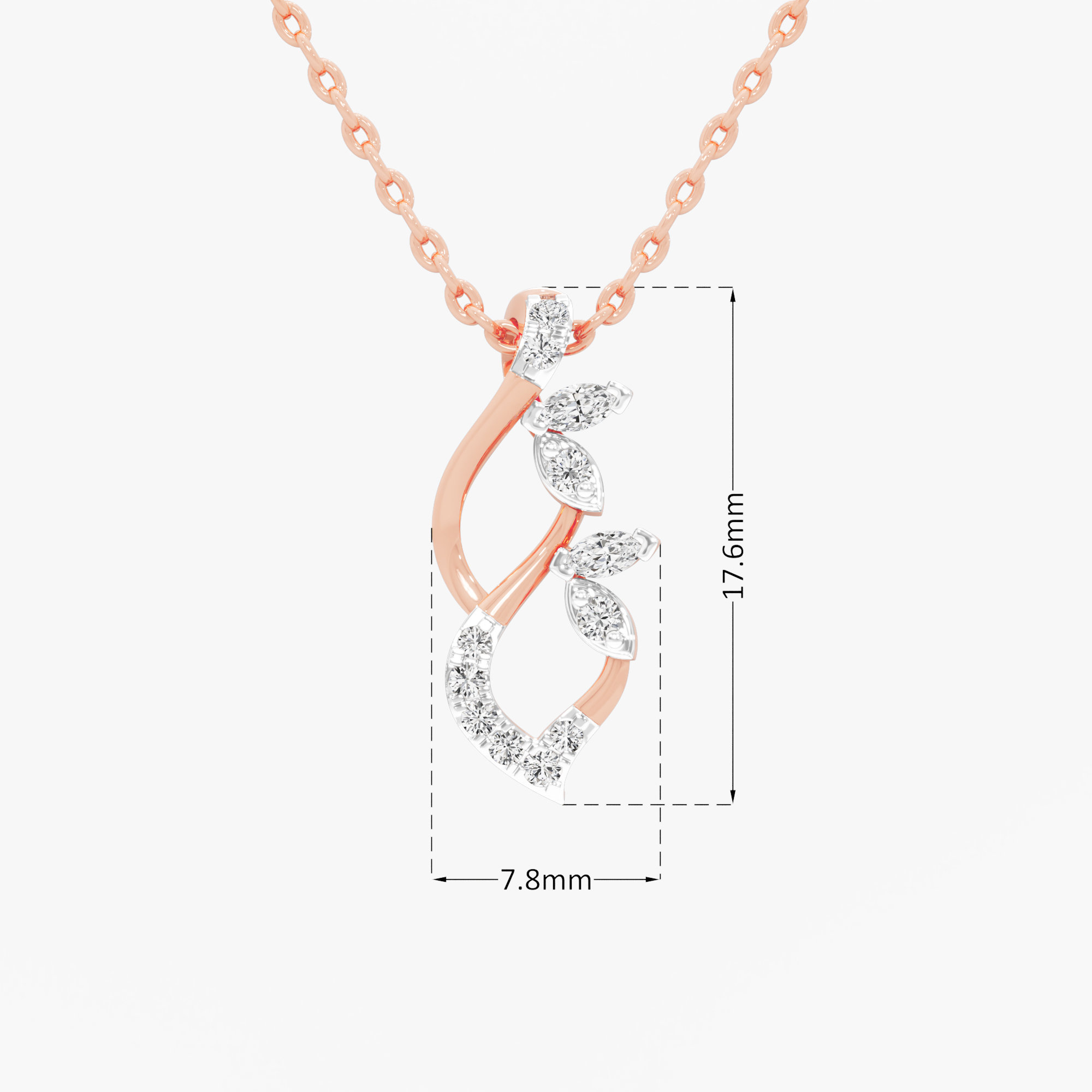 Luminous Swirl Diamond Pendant in 9KT Rose Gold (Diamond Quality: FG-VVS VS)