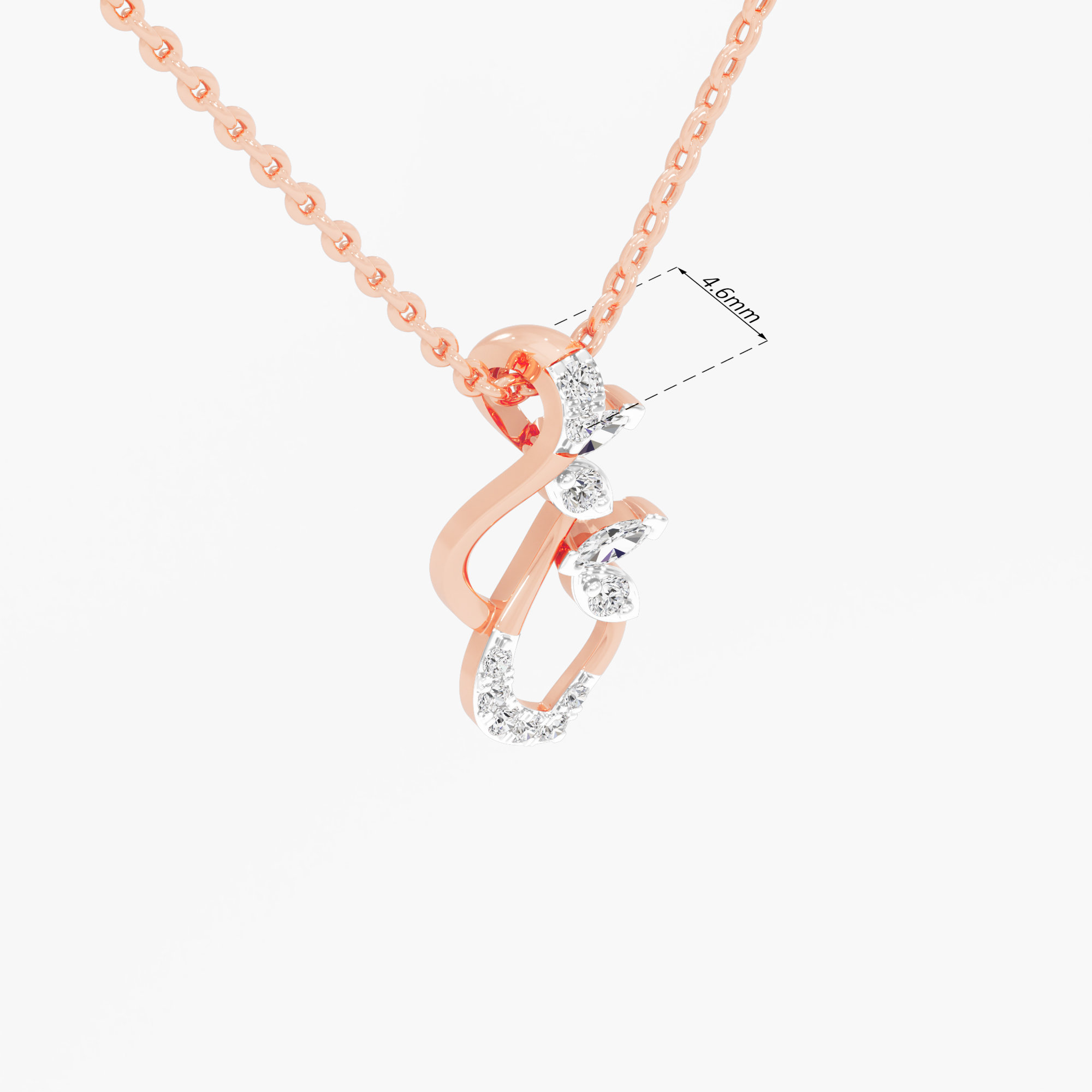 Luminous Swirl Diamond Pendant in 9KT Rose Gold (Diamond Quality: FG-VVS VS)