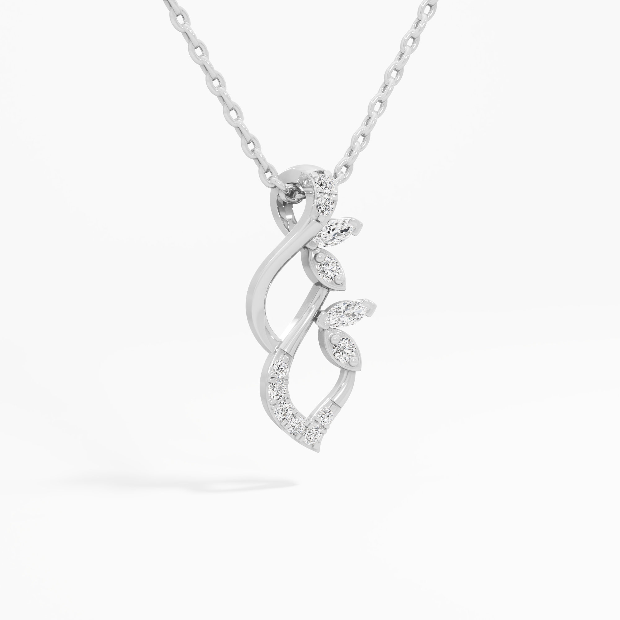 Luminous Swirl Diamond Pendant in 9KT White Gold (Diamond Quality: FG-VVS VS)