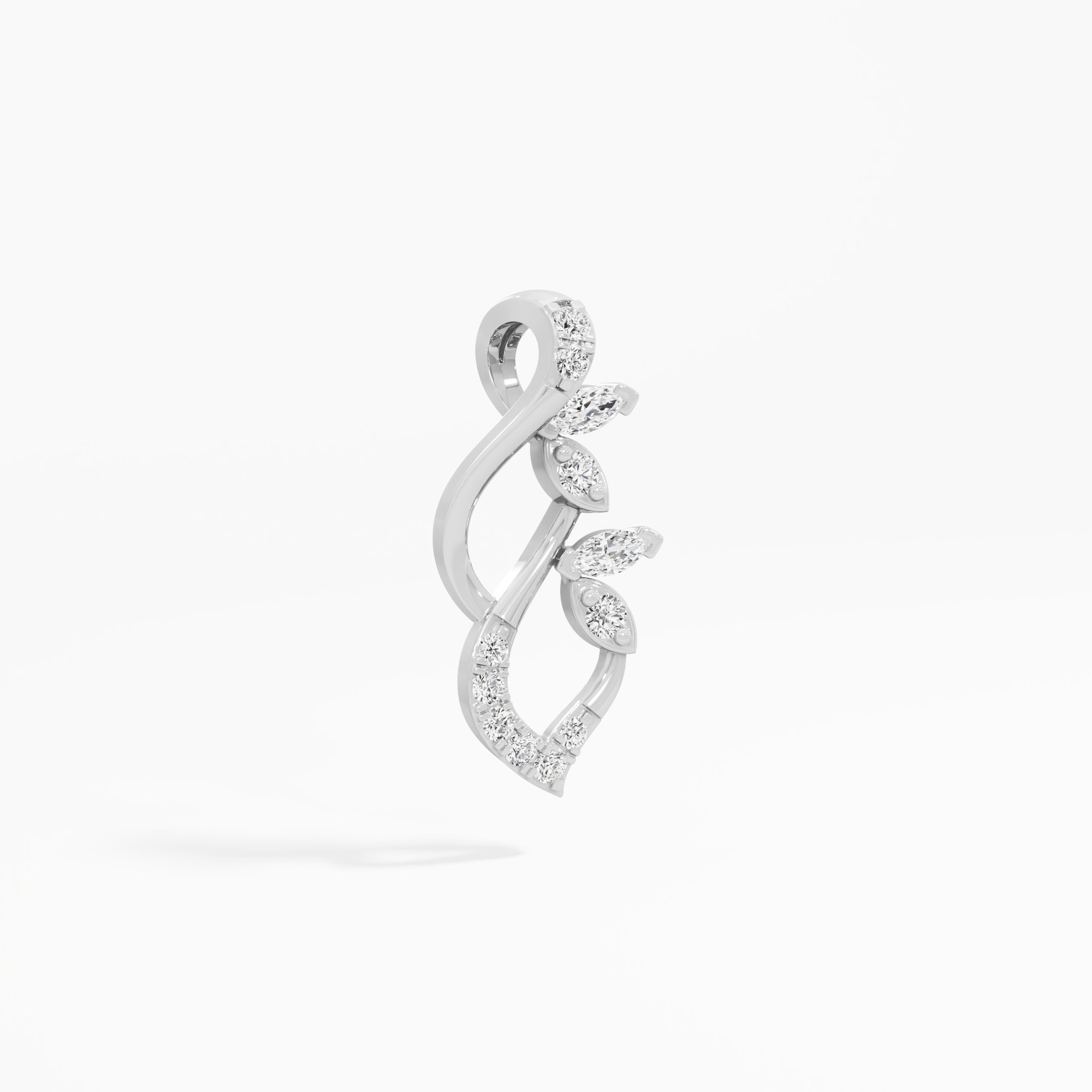 Luminous Swirl Diamond Pendant in 9KT White Gold (Diamond Quality: FG-VVS VS)