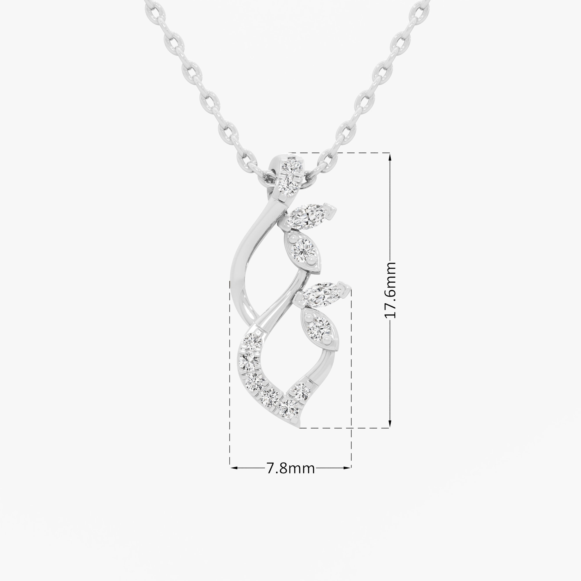Luminous Swirl Diamond Pendant in 9KT White Gold (Diamond Quality: FG-VVS VS)