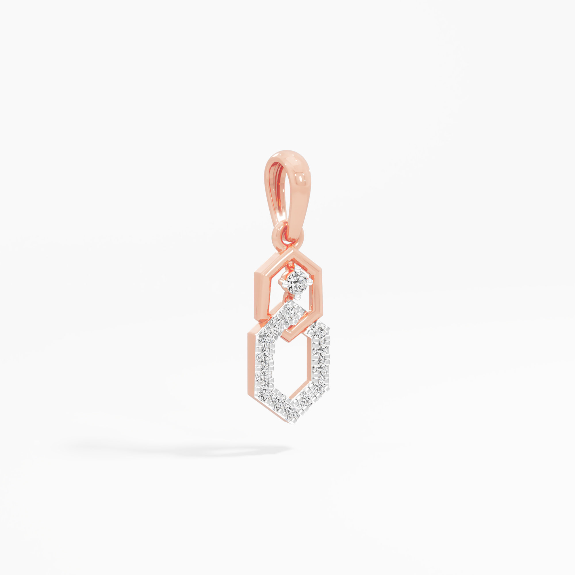 Geometric Glow Drops Pendants | Standalone Pendant in 9KT Rose Gold (Diamond Quality: EF-VVS VS)